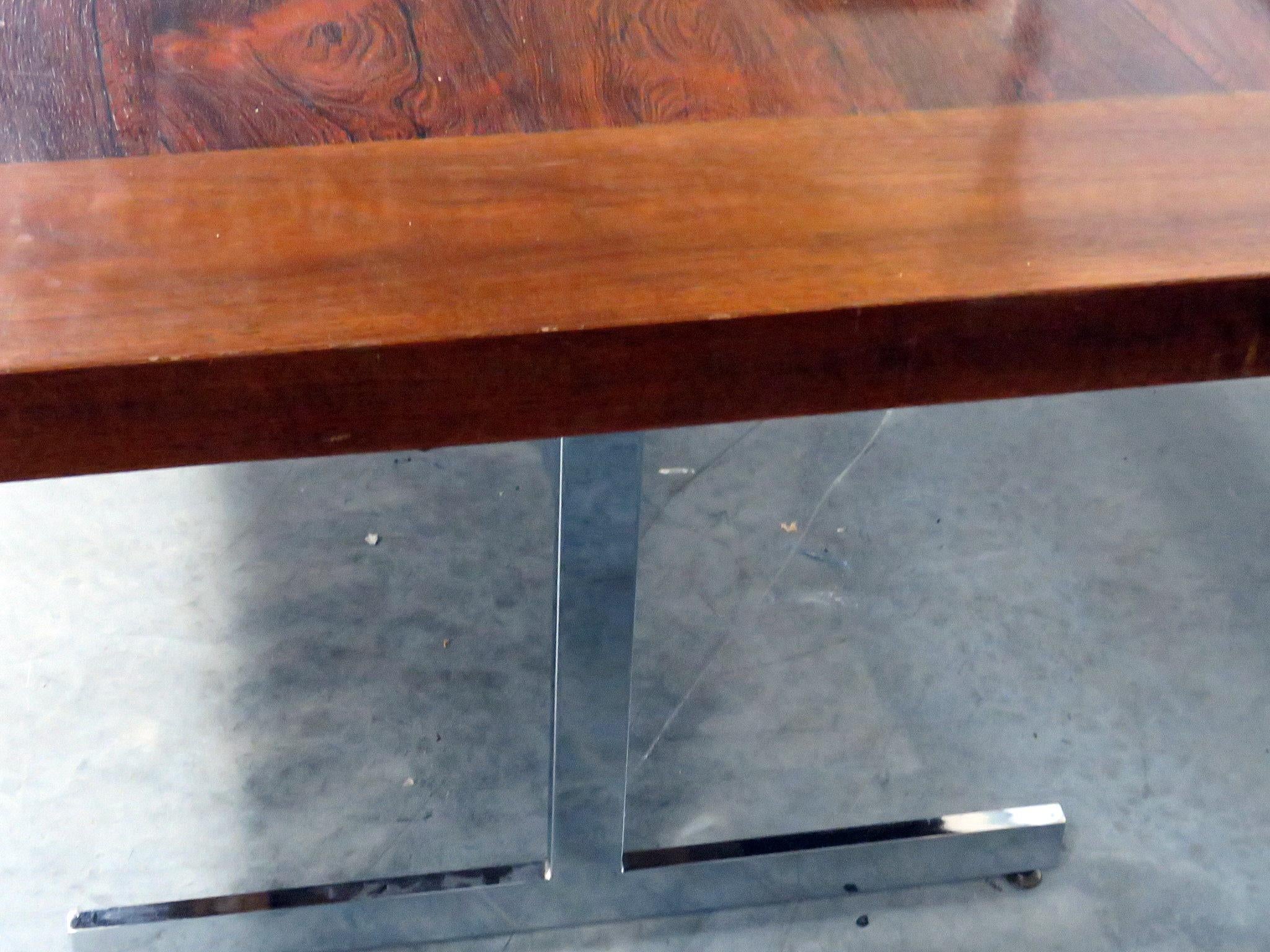 Chrome and Rosewood Milo Baughman Style Rosewood Dining Table 1