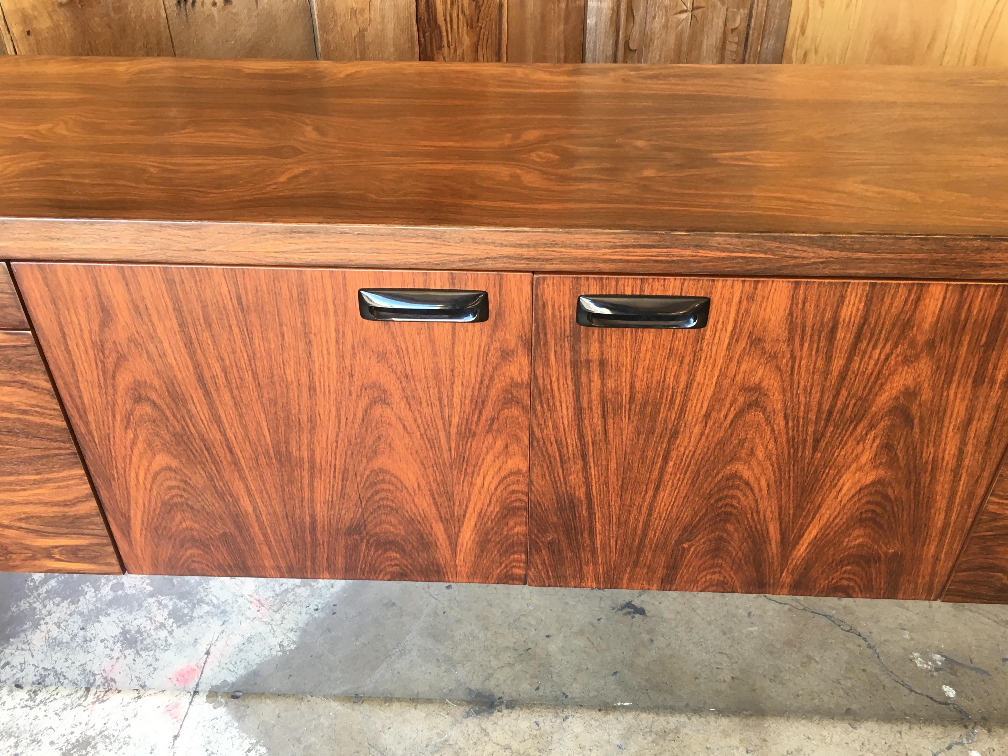 Milo Baughman Style Rosewood with Chrome Plinth Credenza 5