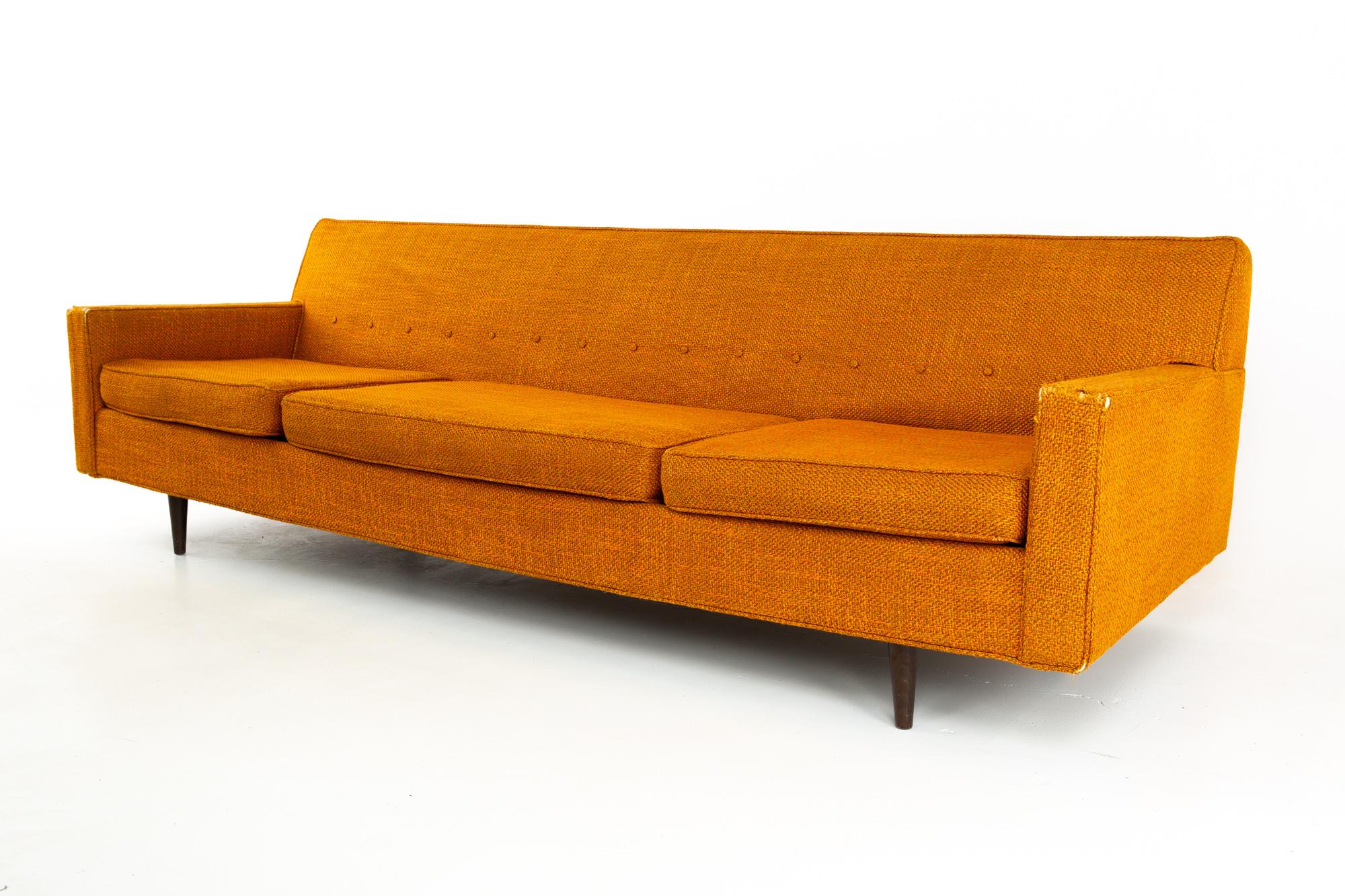 Milo Baughman style Selig mid century sofa
Sofa measures: 91.5 wide x 32.75 deep x 28 high, with a seat height of 15.5 inches 
Ready for new upholstery

All pieces of furniture can be had in what we call restored vintage condition. That means