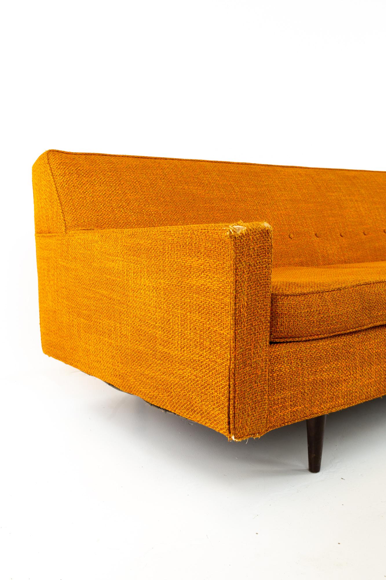Upholstery Milo Baughman Style Selig Mid Century Sofa