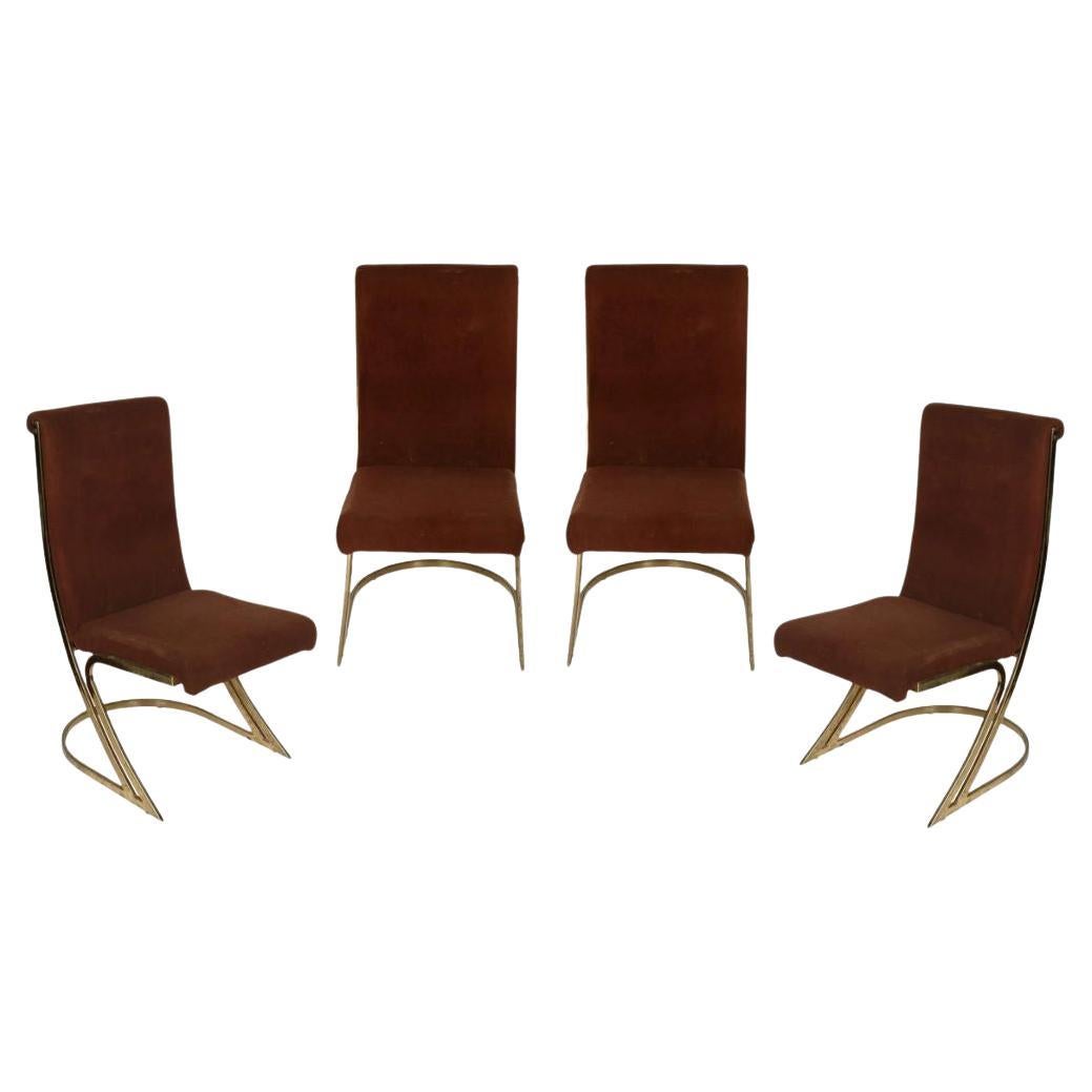 Set di quattro sedie da pranzo scultoree in ottone in stile Milo Baughman