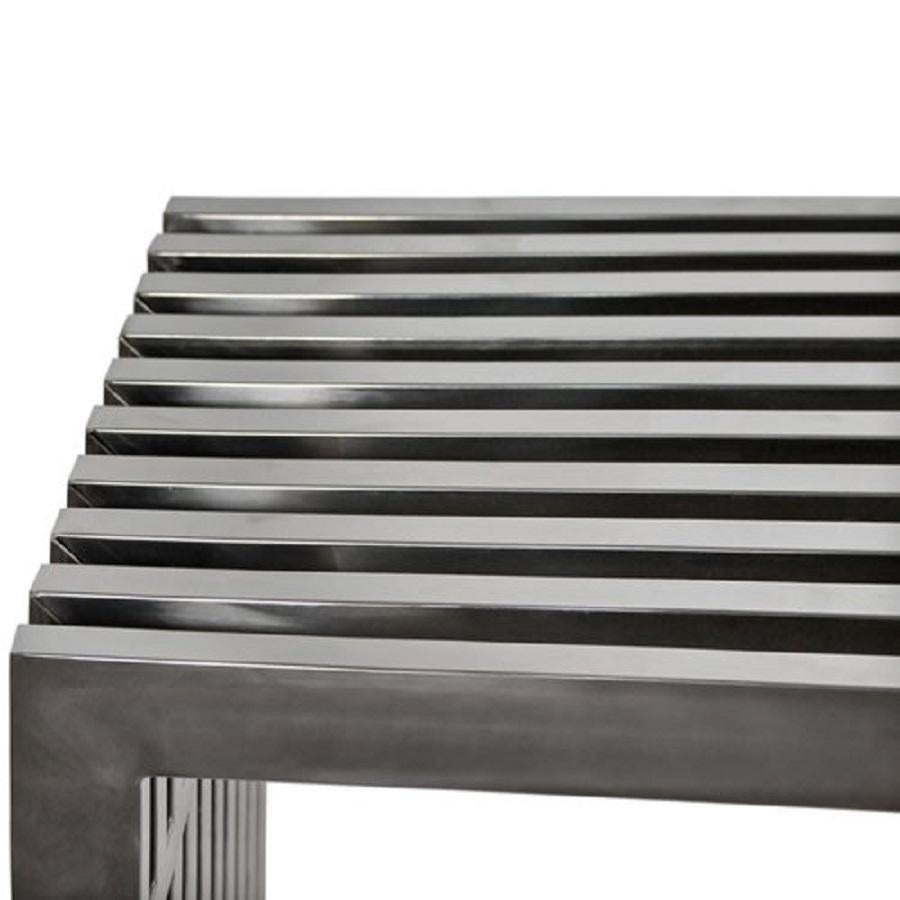 Milo Baughman style Slat Metal Bench In Good Condition In New York, NY