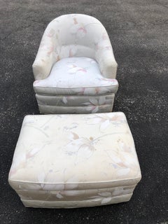 Milo Baughman Style Swivel Club Chair and Ottoman
