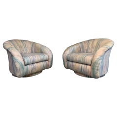 Milo Baughman Style Swivel Club Chairs by Jay Spectre