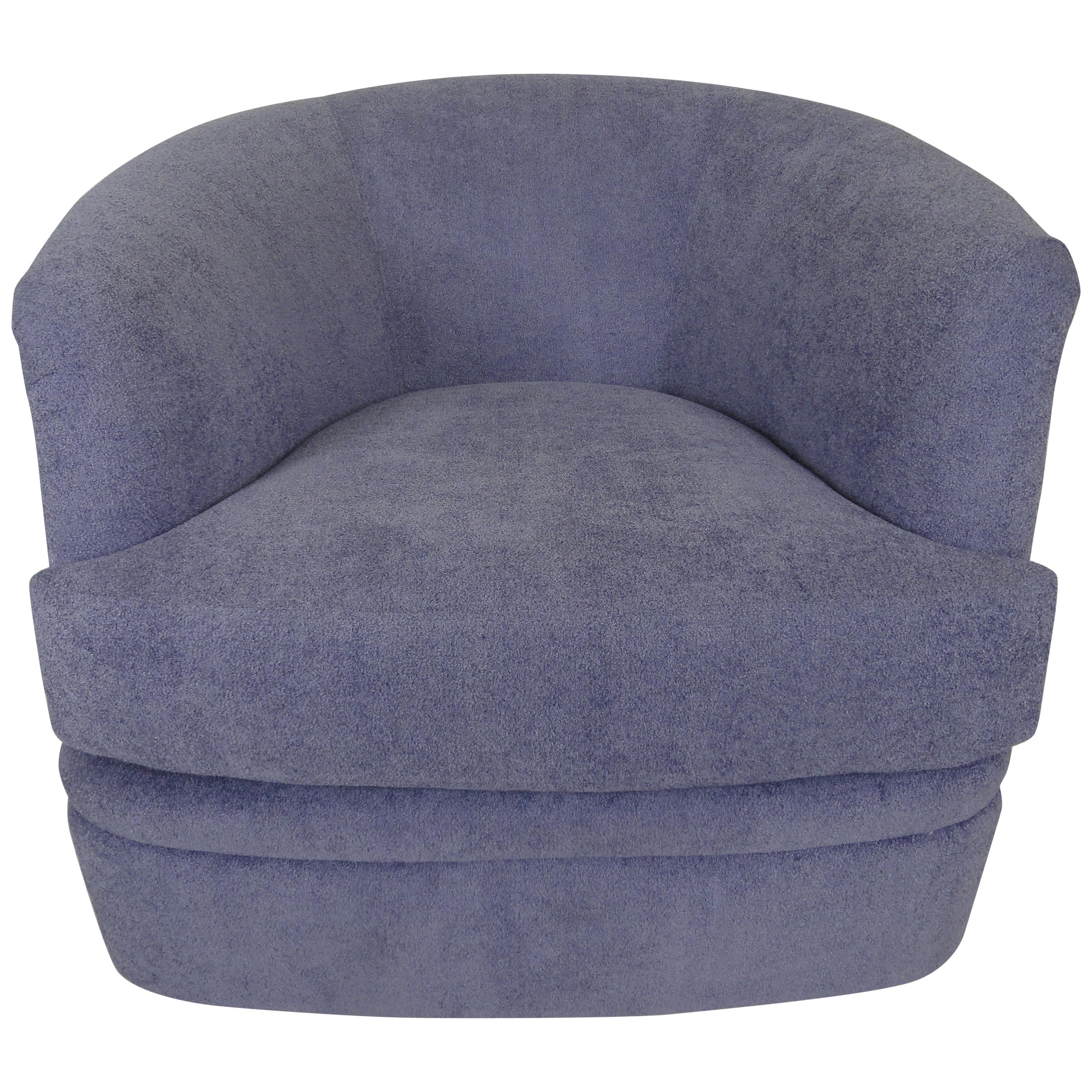 Milo Baughman Style Swivel Lounge Chair For Sale