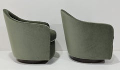 Milo Baughman Style Teardrop Lounge Chairs in Vendome Mohair