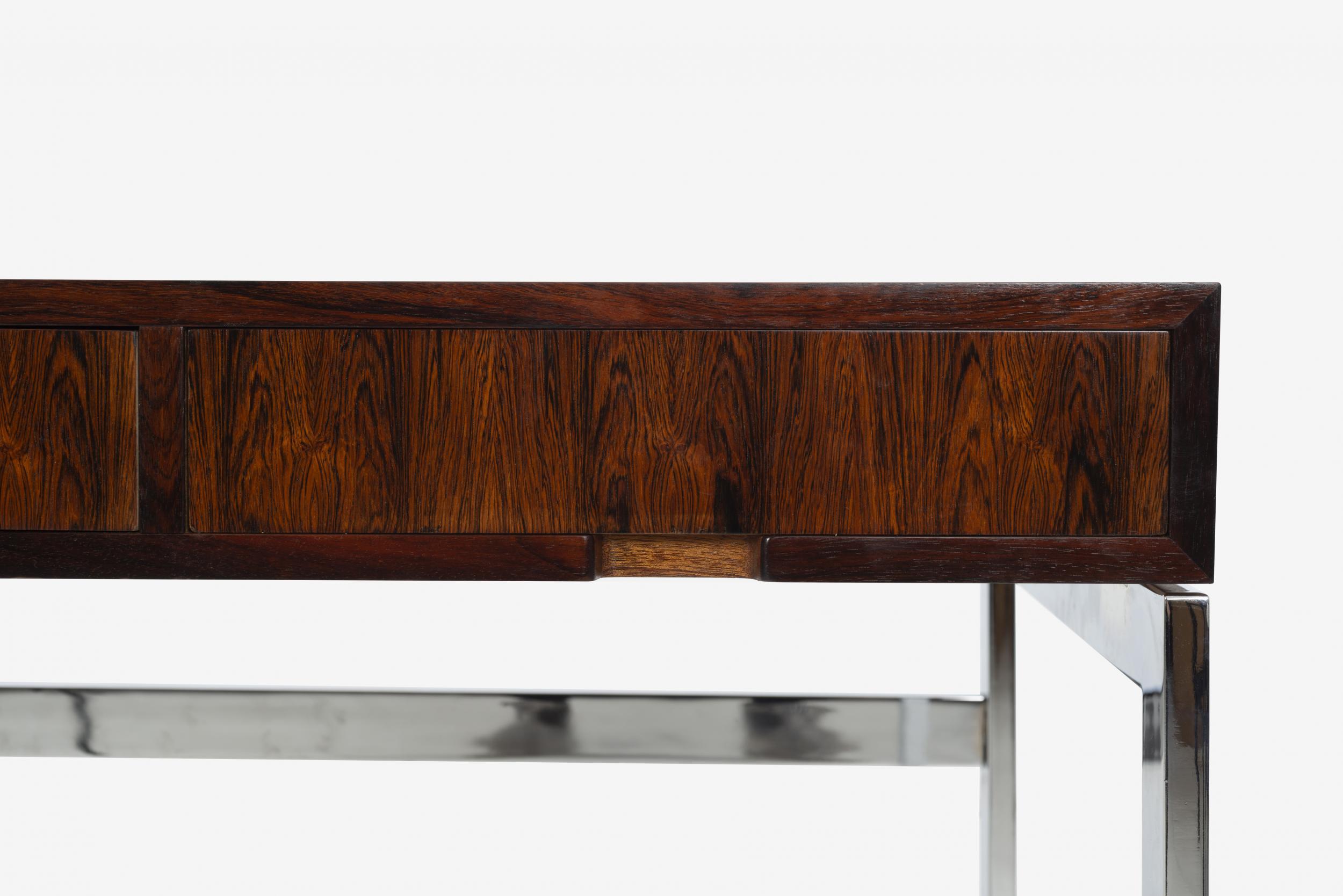 Milo Baughman Style Three-Drawer Rosewood Desk 4