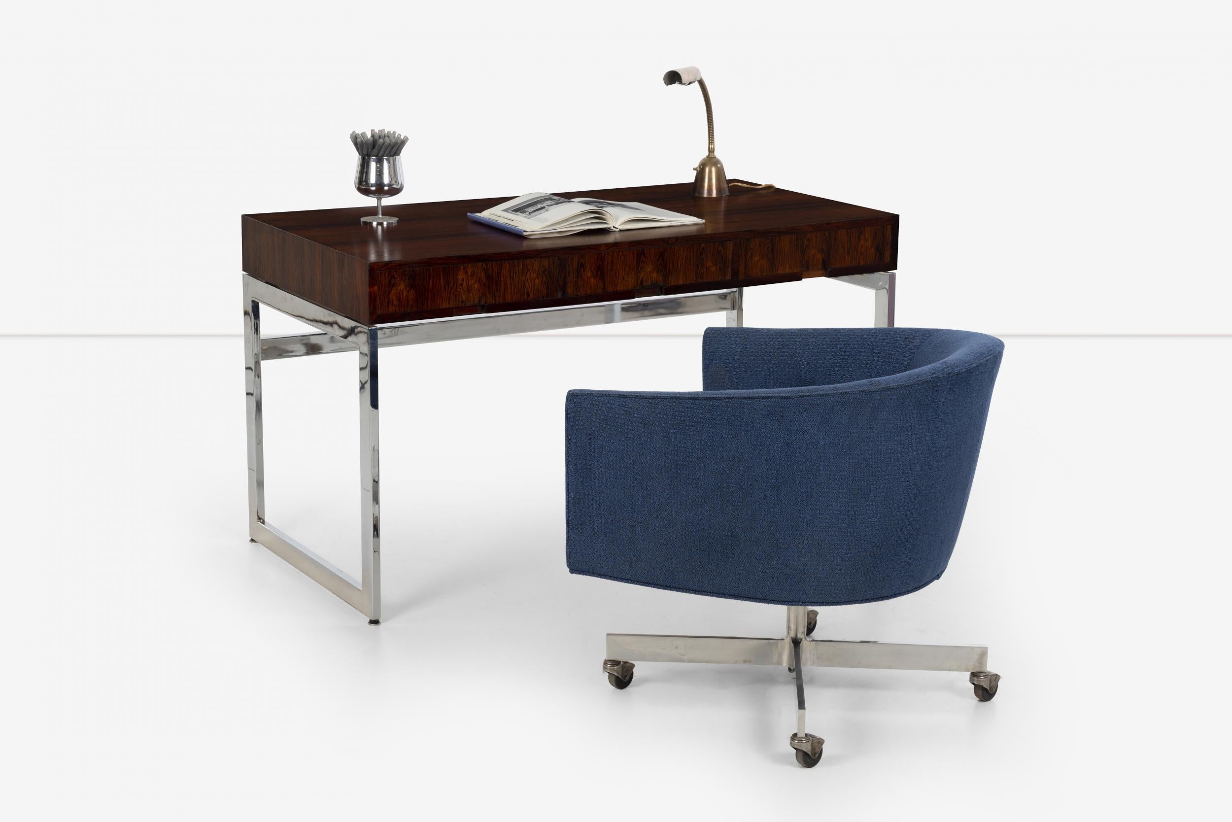 Mid-Century Modern Milo Baughman Style Three-Drawer Rosewood Desk