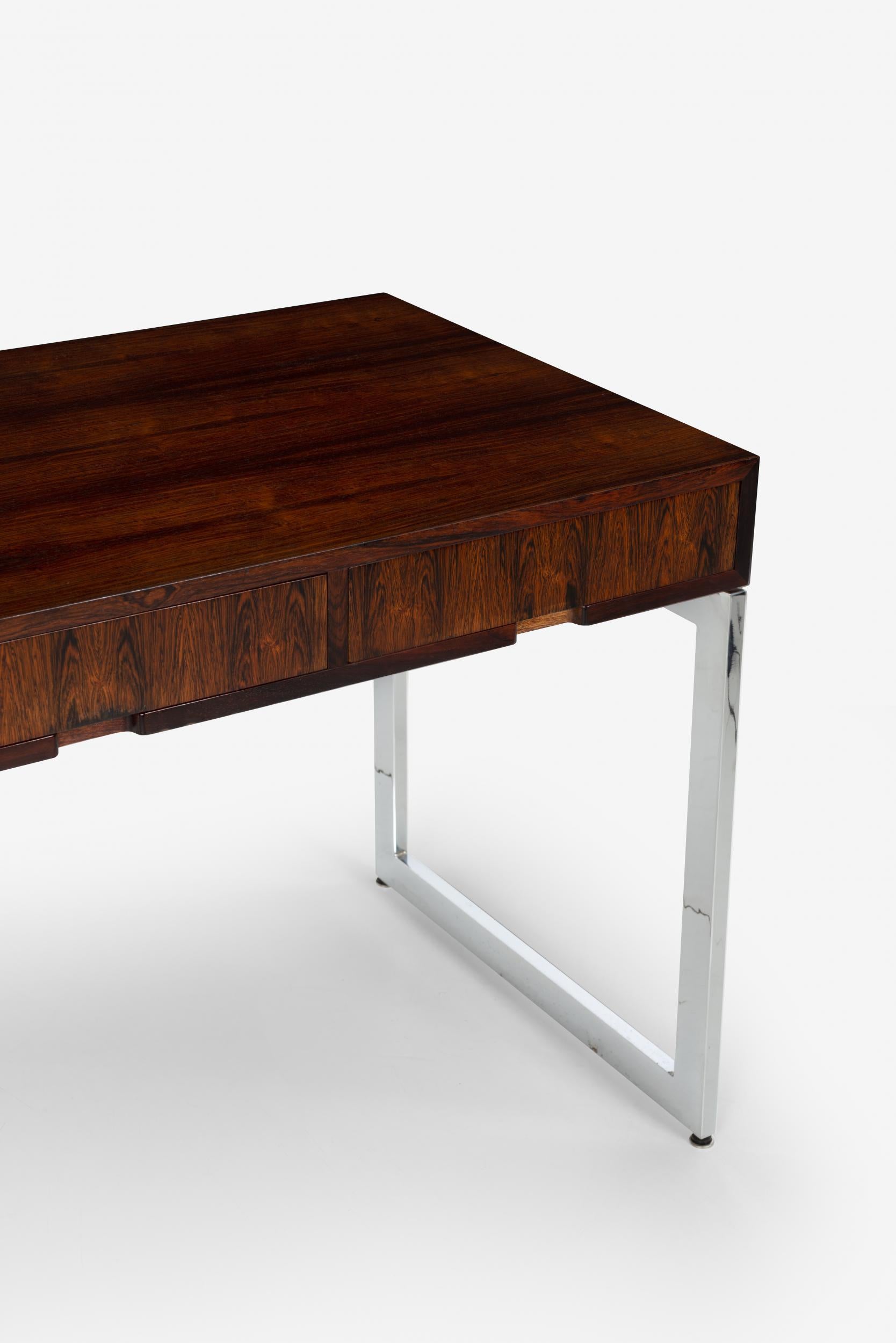 Milo Baughman Style Three-Drawer Rosewood Desk 2