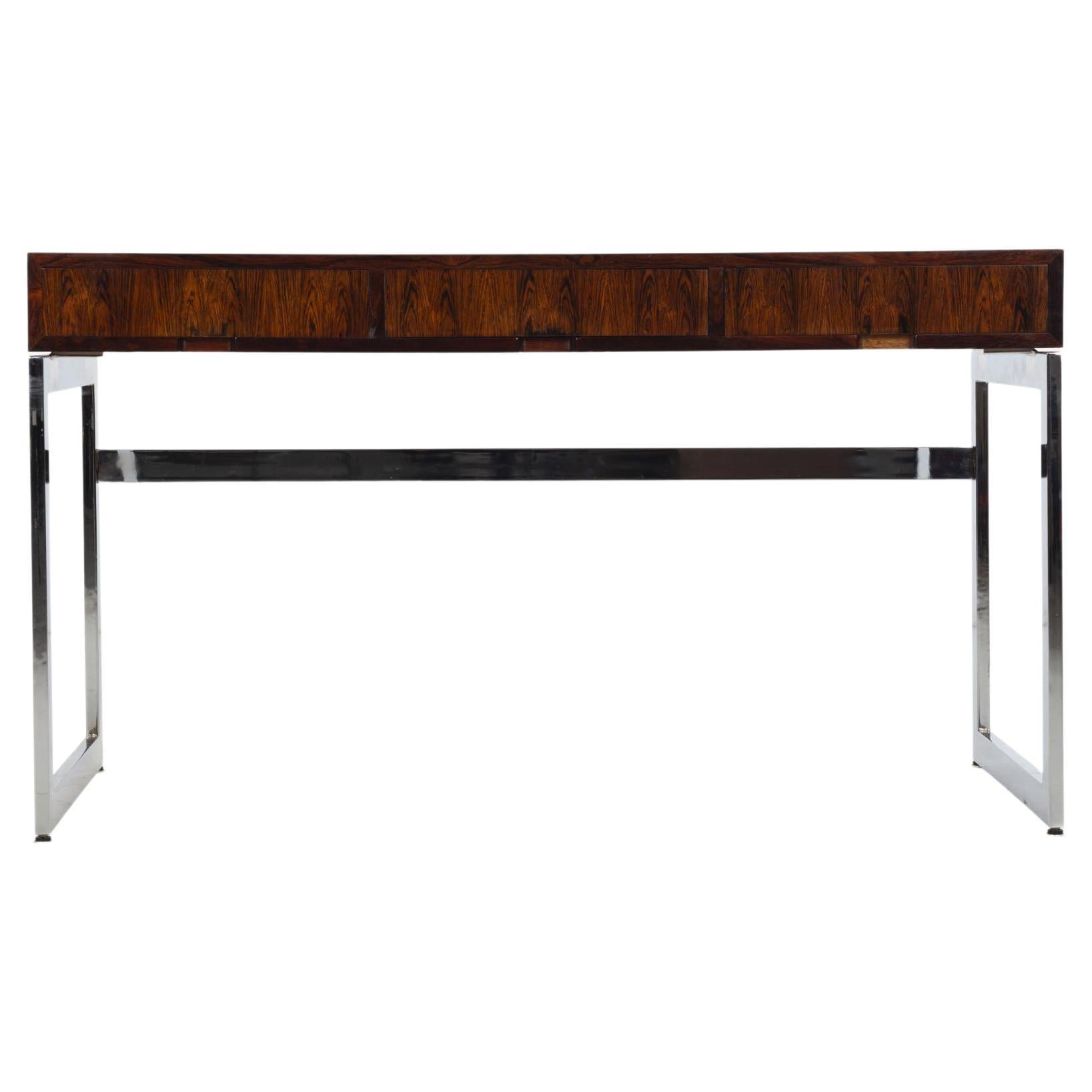 Milo Baughman Style Three-Drawer Rosewood Desk