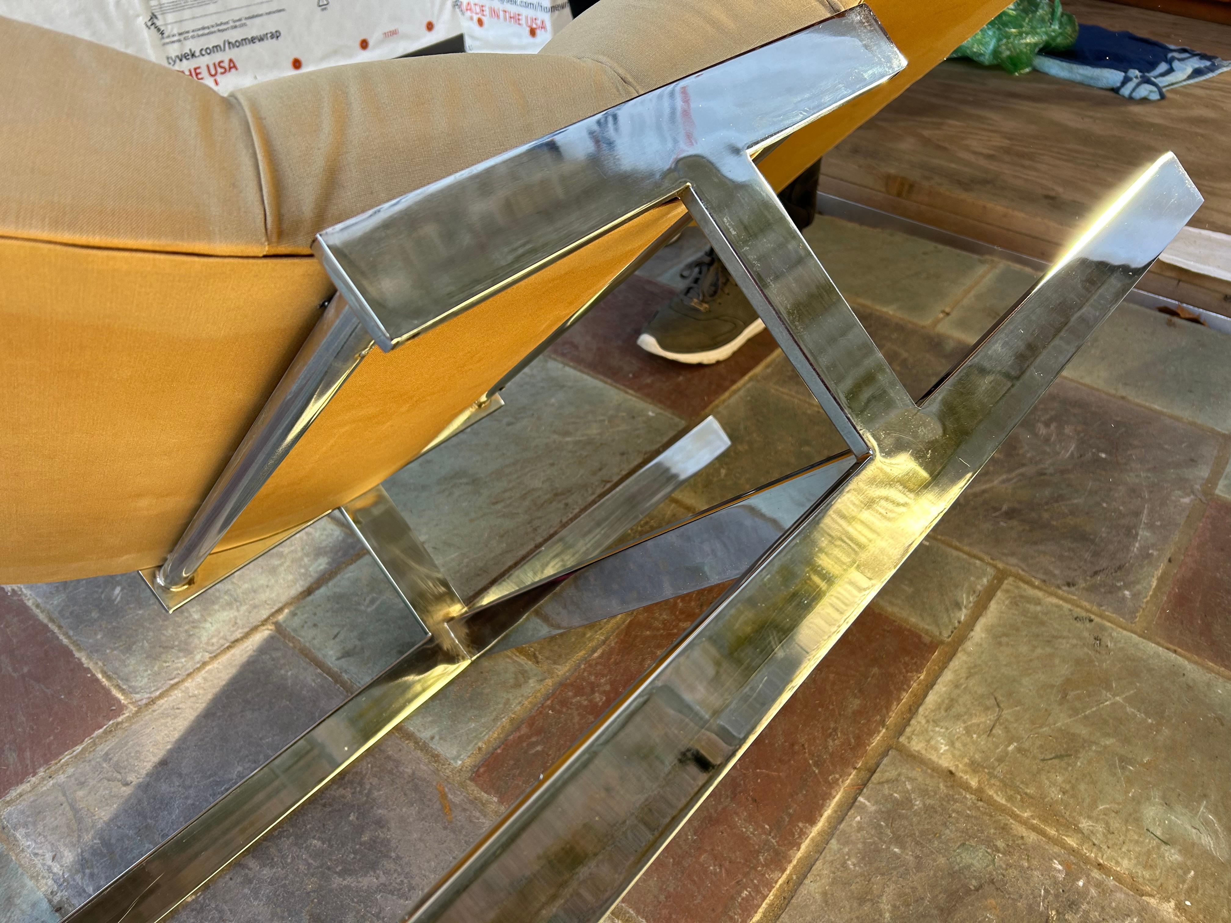 Chaise longue 'Wave' en chrome touffeté, style Milo Baughman Carsons en vente 7