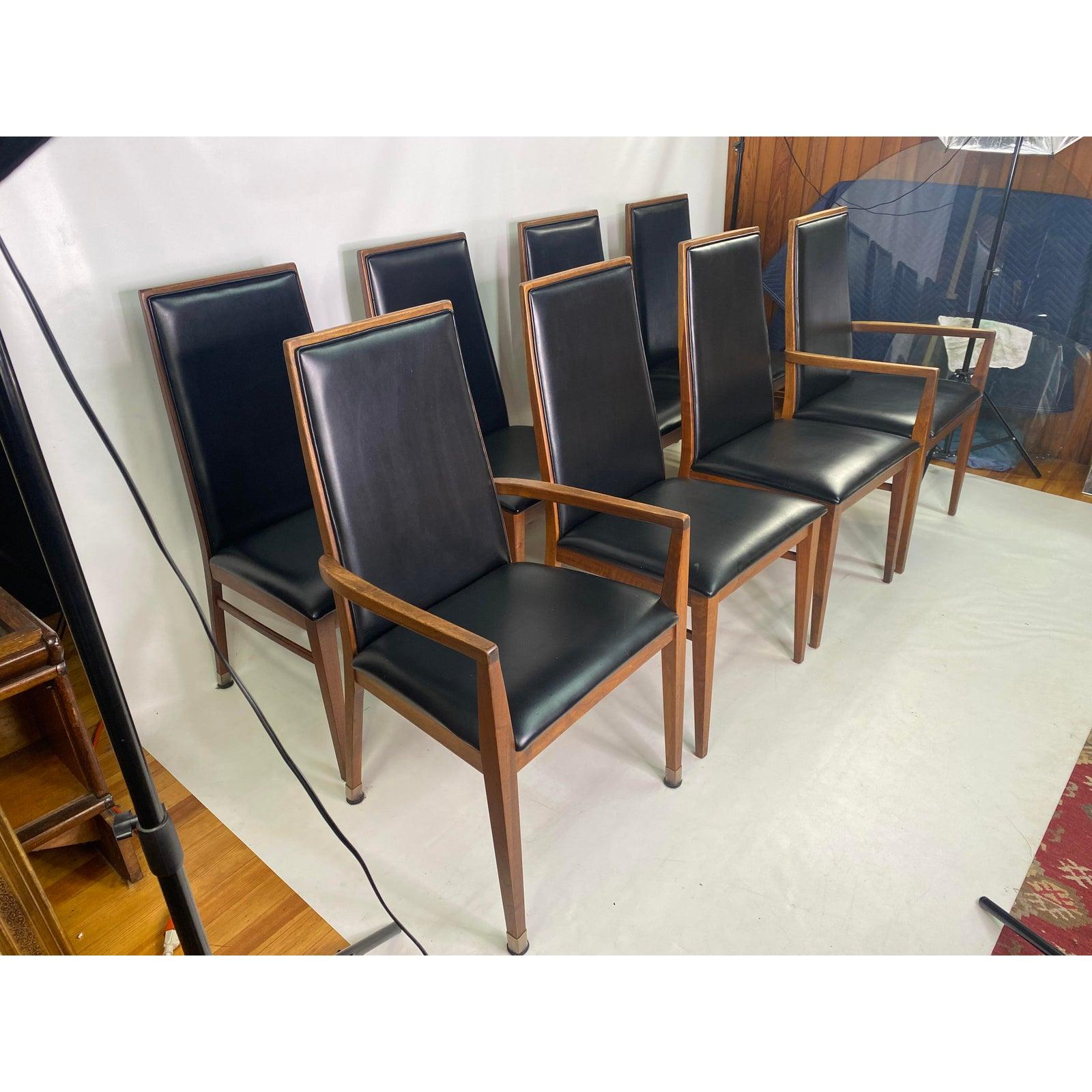 Milo Baughman style walnut dining chairs by Dillingham - Set of 8.