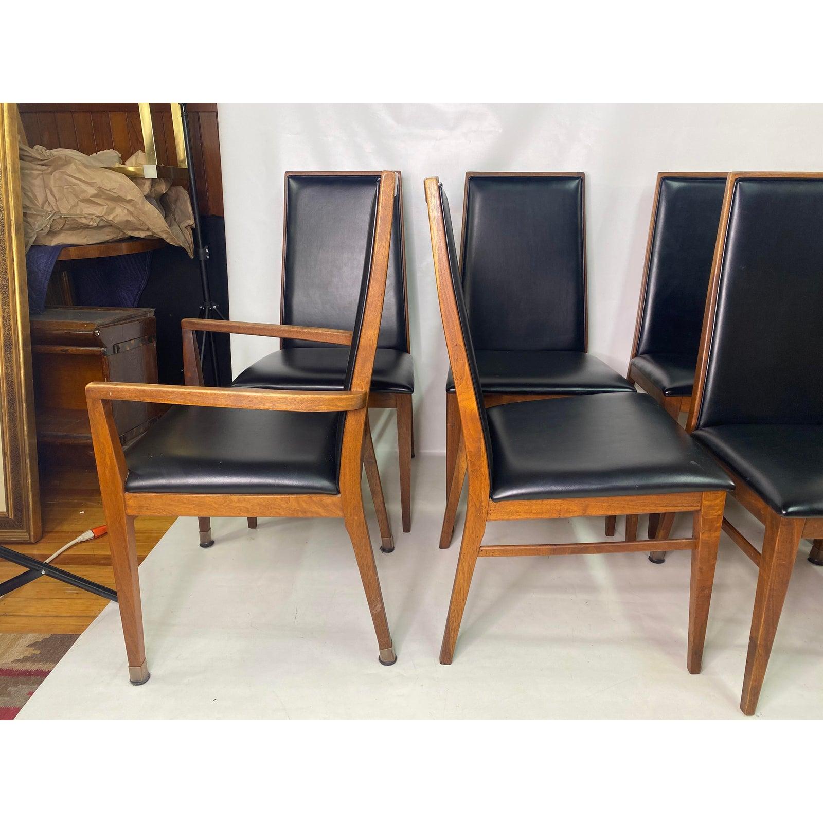 American Milo Baughman Style Walnut Dining Chairs by Dillingham, Set of 2 armless 