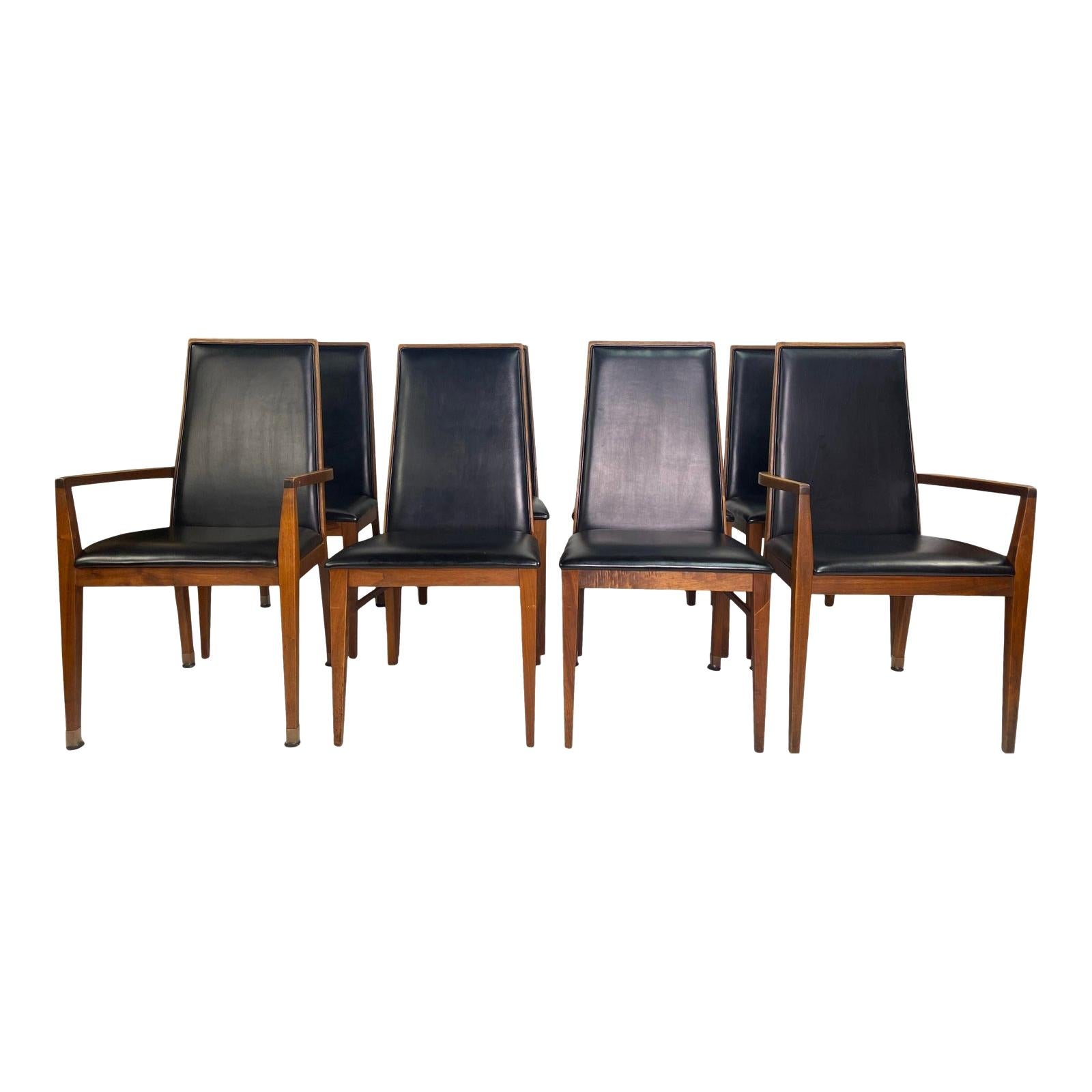 Milo Baughman Style Walnut Dining Chairs by Dillingham, Set of 2 armless 