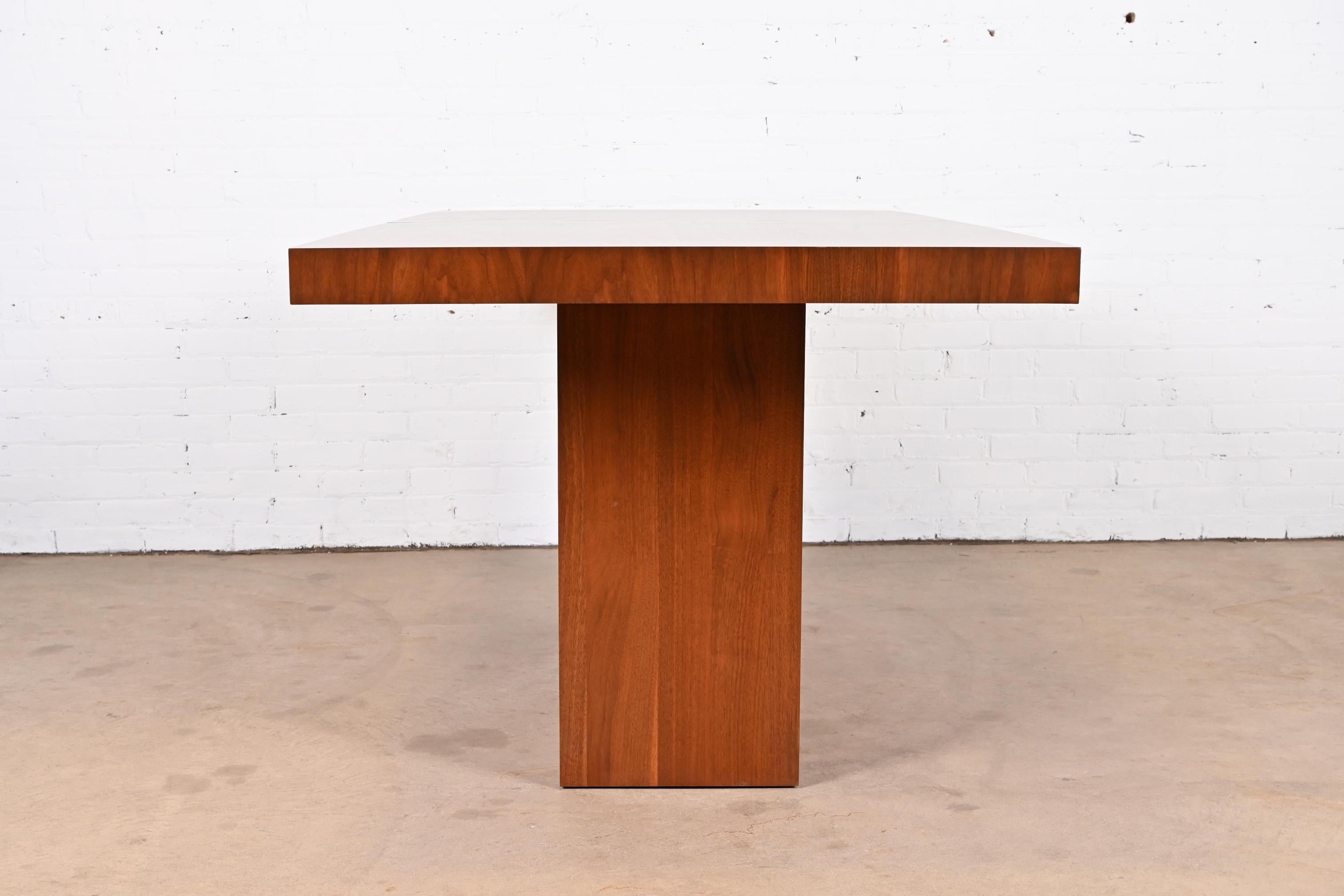 Milo Baughman Style Walnut Pedestal Dining Table by Dillingham, Newly Refinished 6