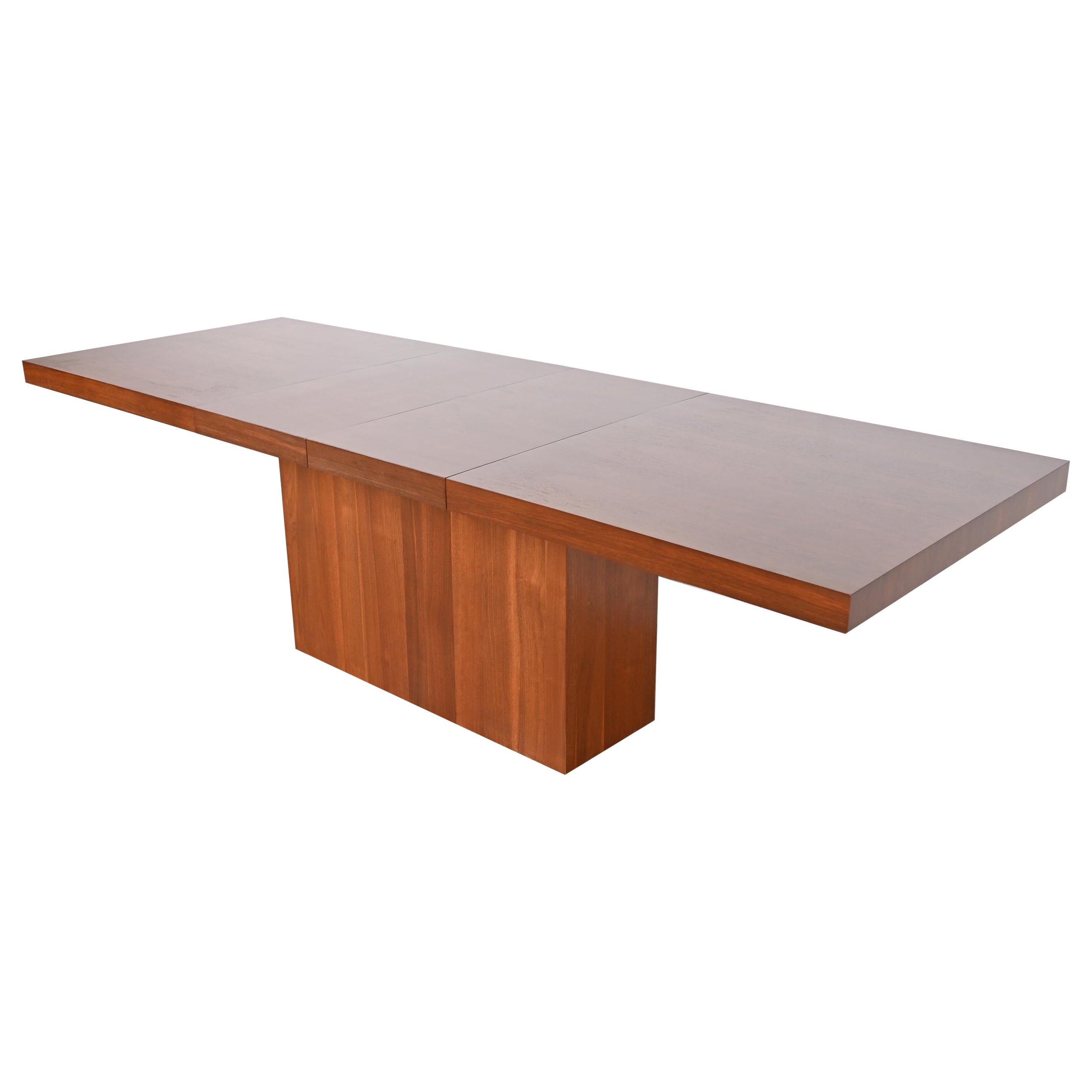 Milo Baughman Style Walnut Pedestal Dining Table by Dillingham, Newly Refinished