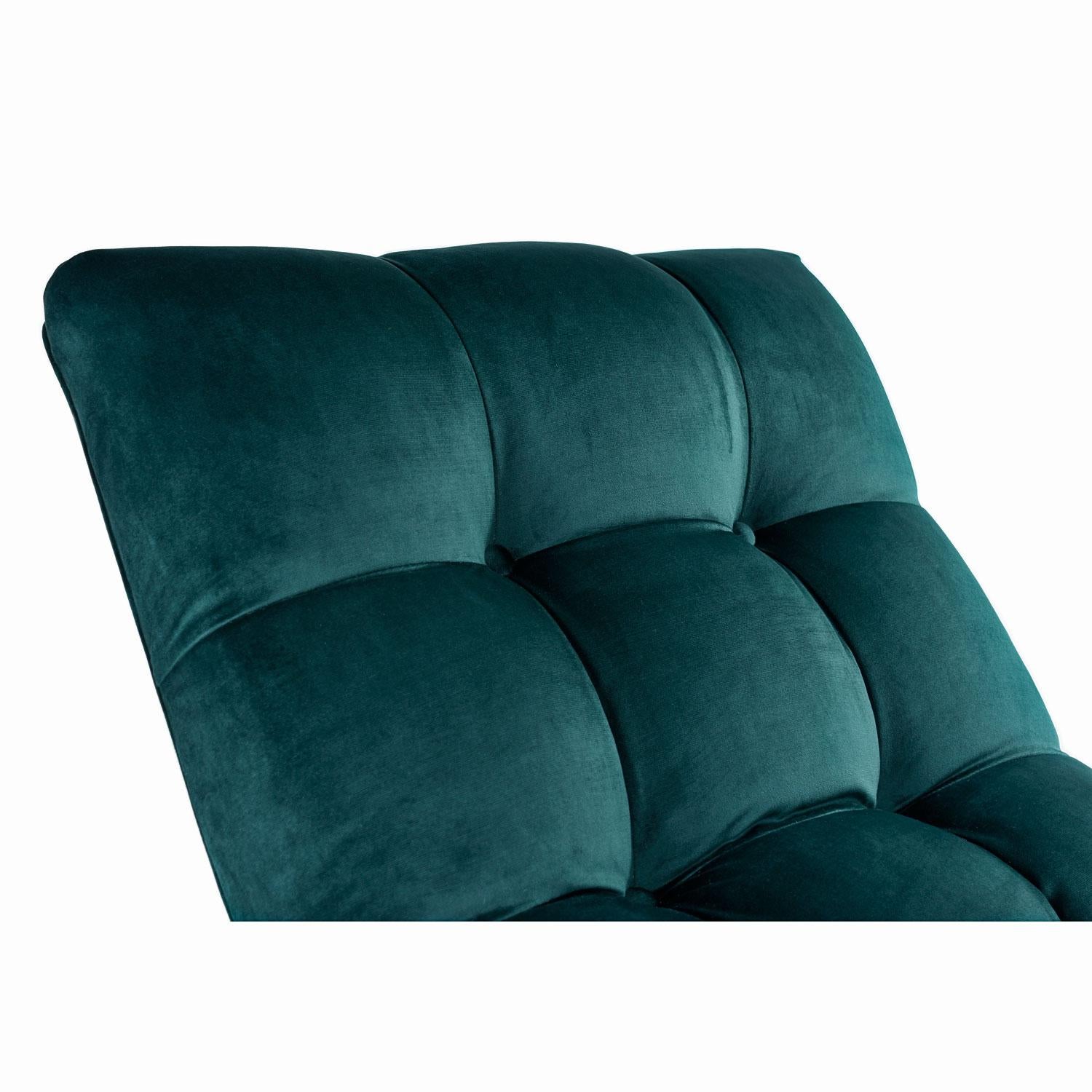 Neu Waldgrüner Samt Milo Baughman Style Wave Chaise Lounge von Carsons (Poliert)