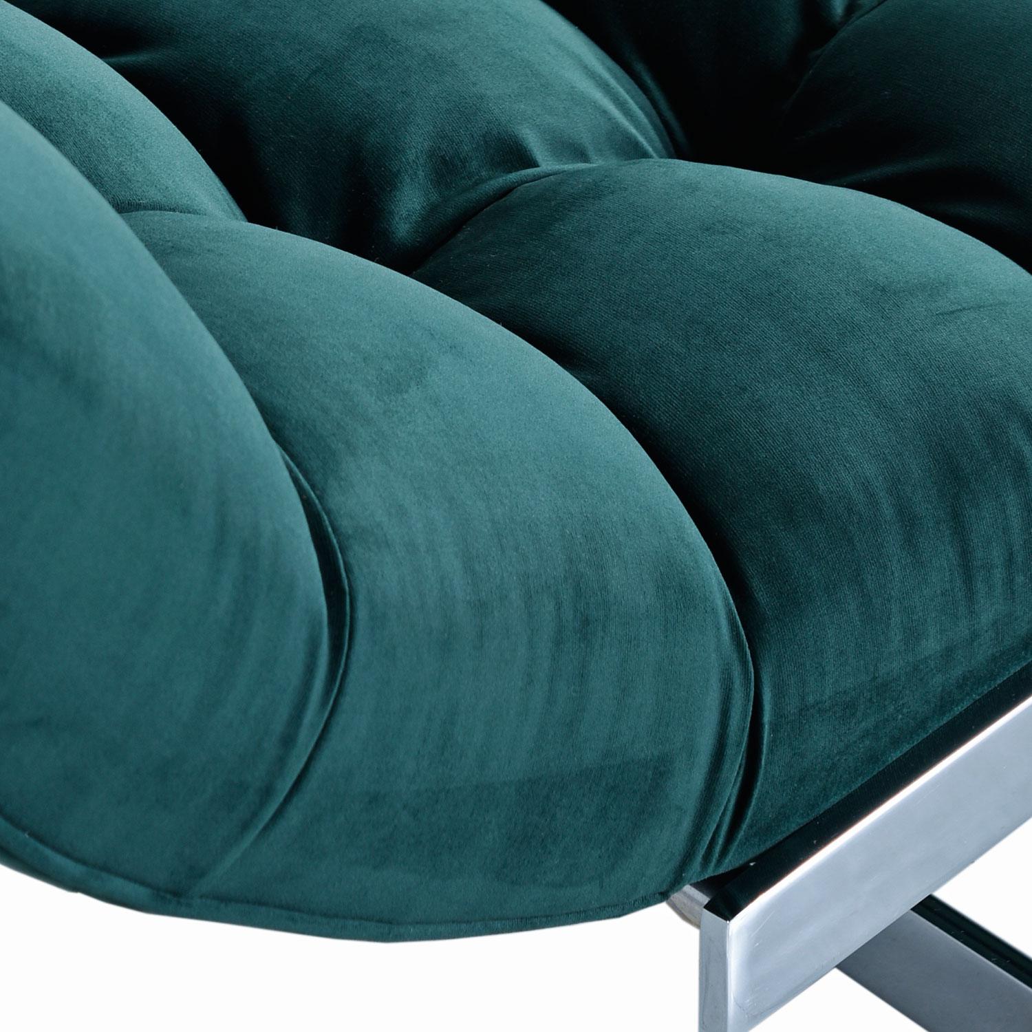 Mid-Century Modern New Forest Green Velvet Milo Baughman Style Wave Chaise Lounge by Carsons