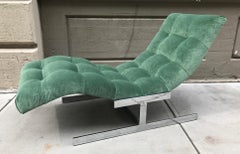 Milo Baughman Style Wave Chaise Lounge