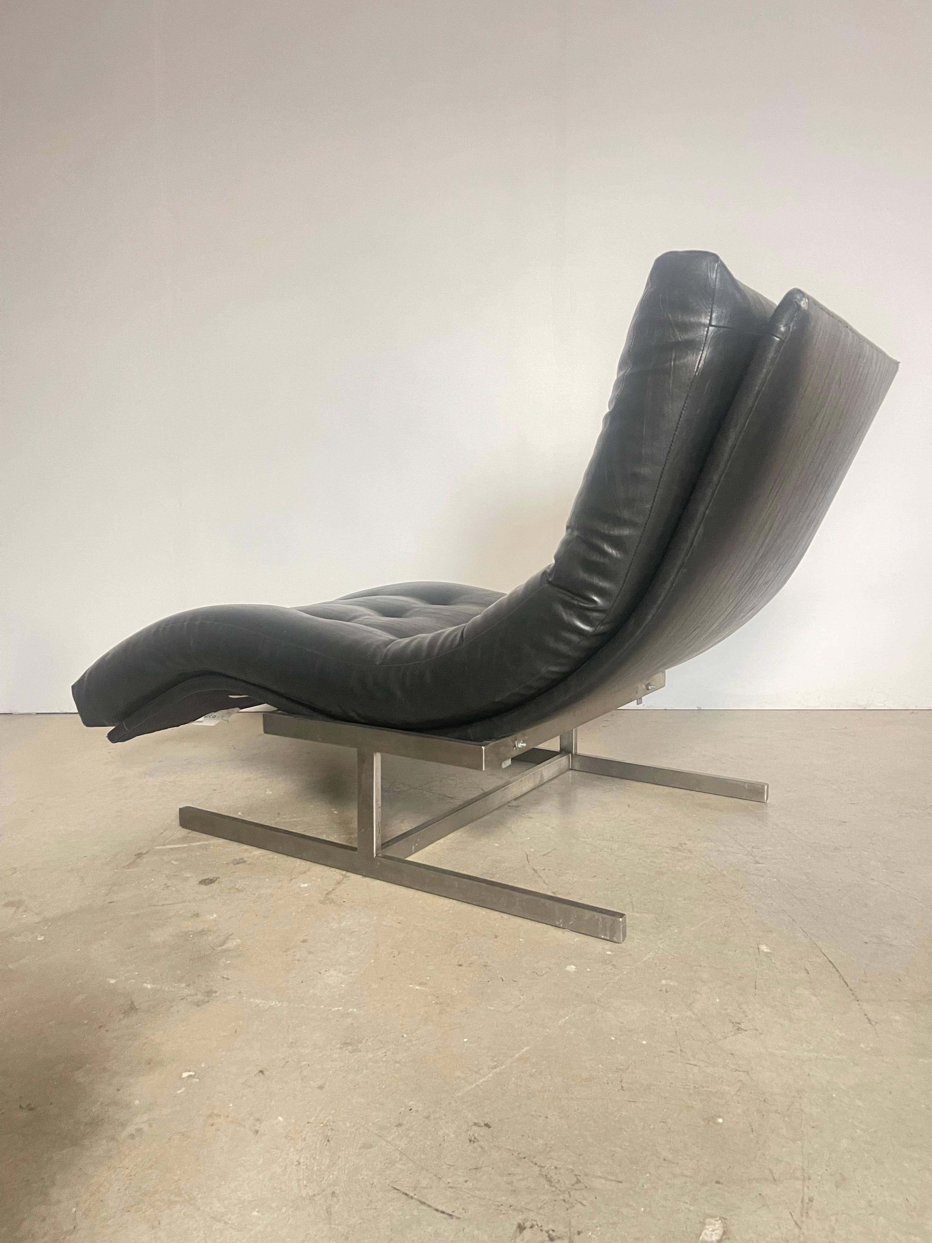 American Milo Baughman Style Wave Chaise Lounge For Sale