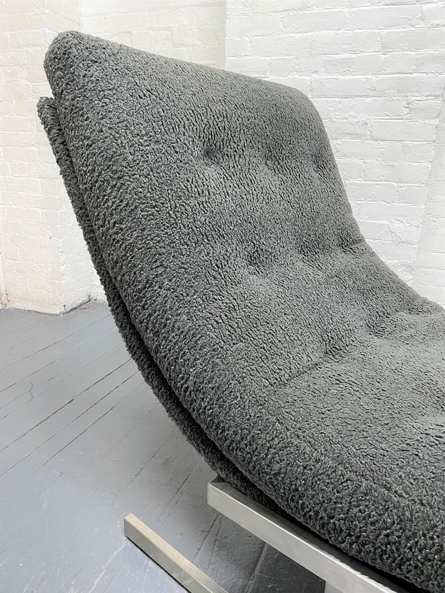 Polished Milo Baughman Style Wave Chaise Lounge