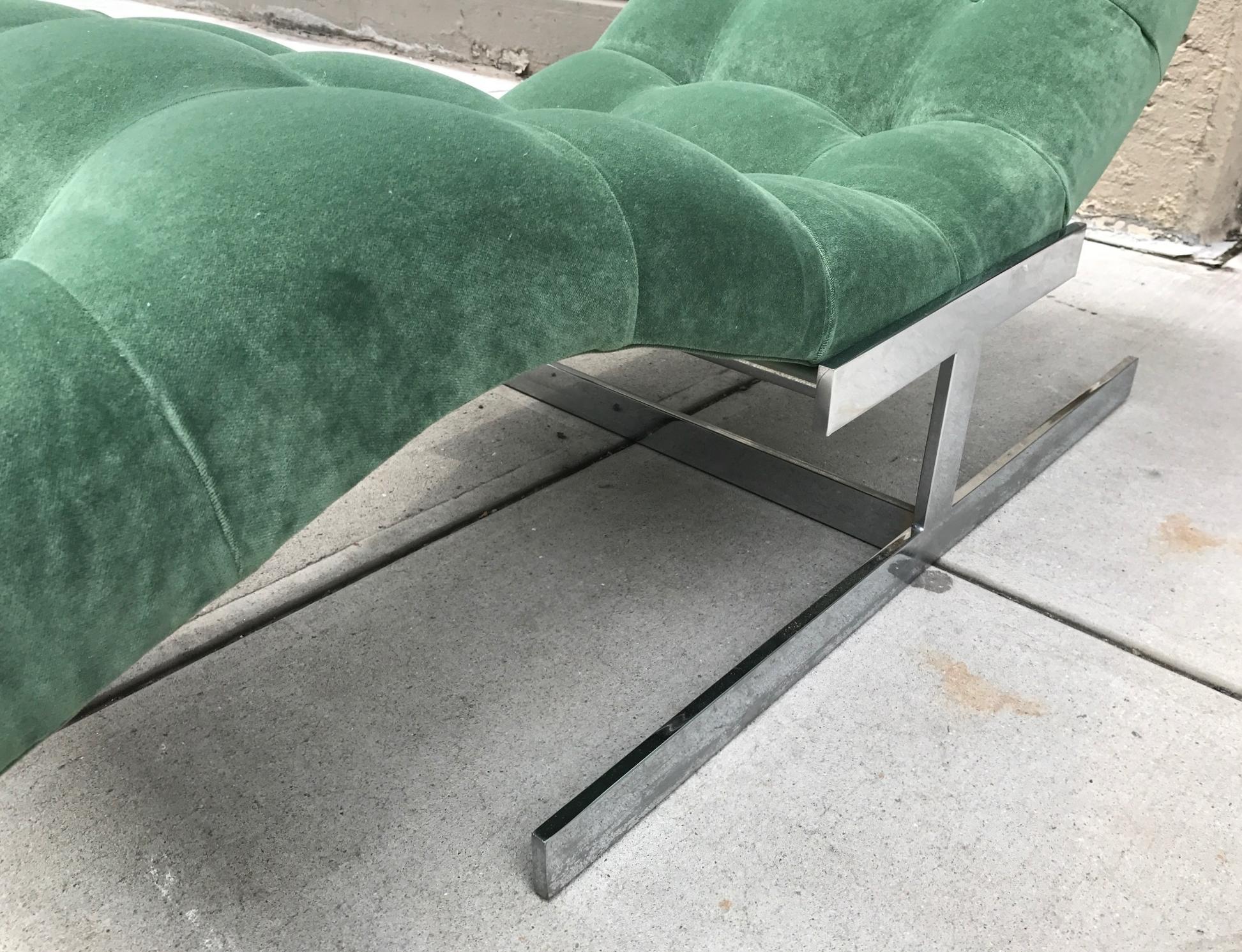 Late 20th Century Milo Baughman Style Wave Chaise Lounge For Sale