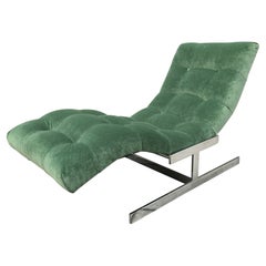 Milo Baughman Style Wave Chaise Lounge