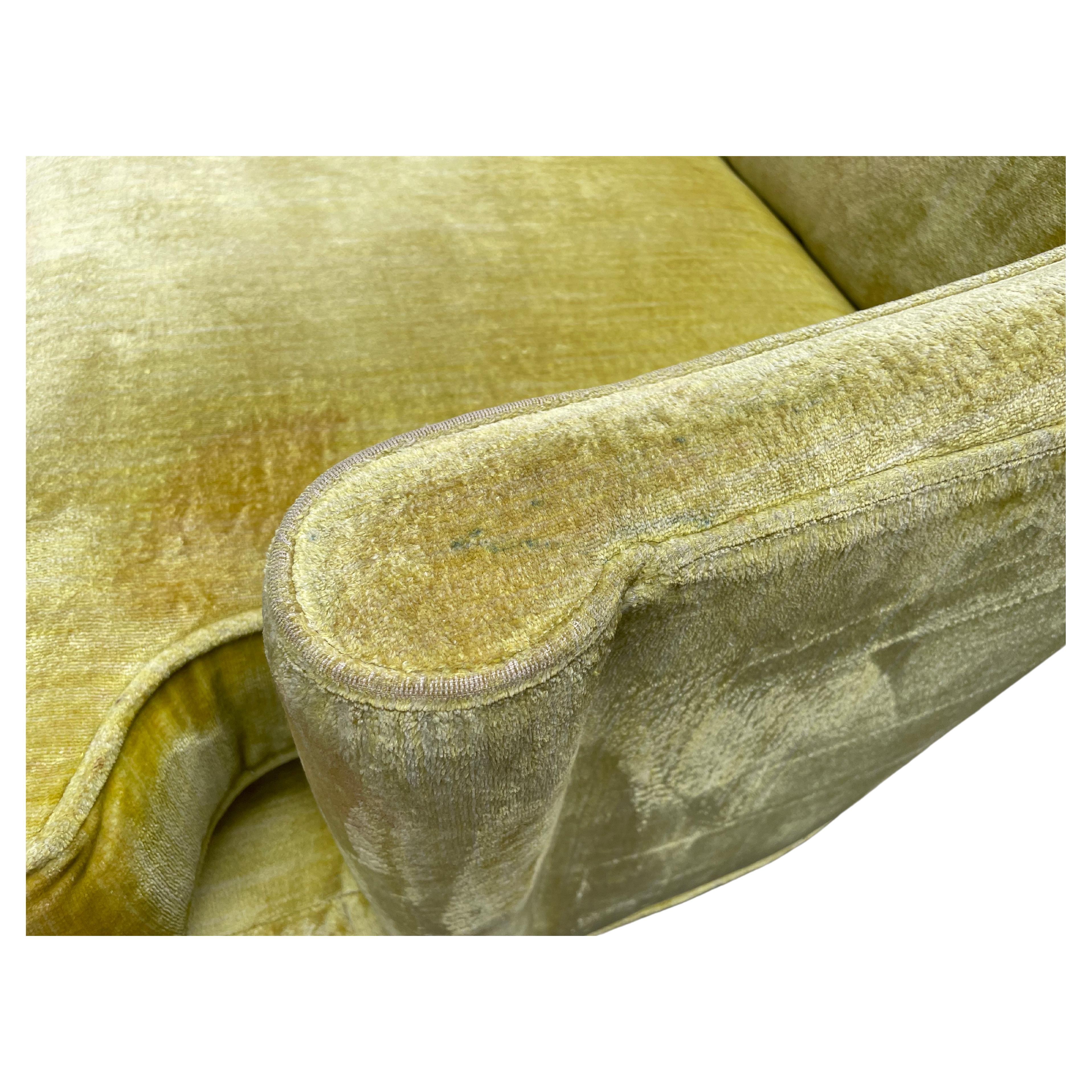 Milo Baughman Style Yellow Crushed Velvet Club Chairs - Circa 1960s 6