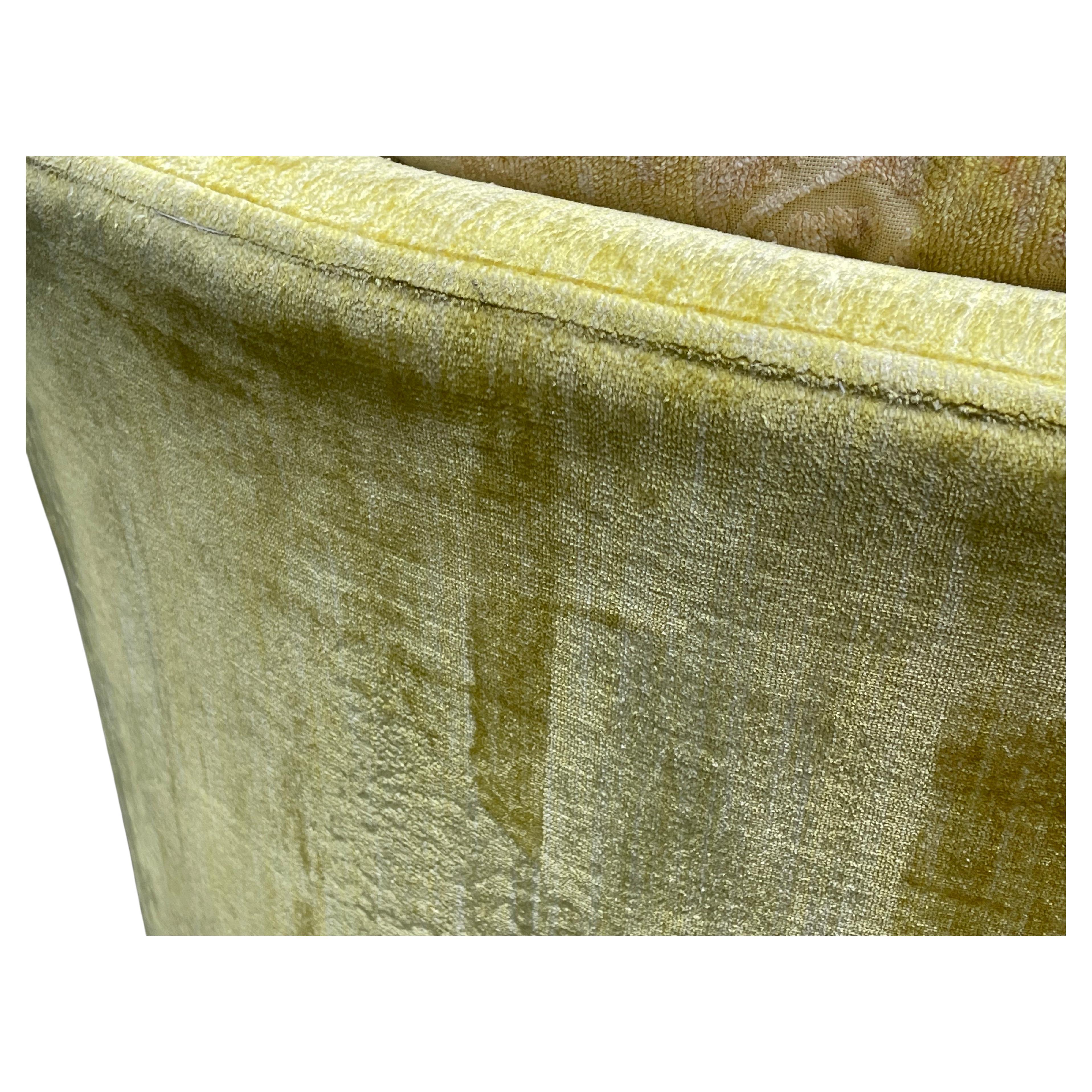 Mid-20th Century Milo Baughman Style Yellow Crushed Velvet Club Chairs - Circa 1960s