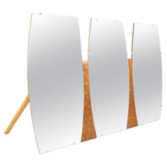 Milo Baughman Style Young Manufacturing Mid Century Walnut and Burlwood Mirror