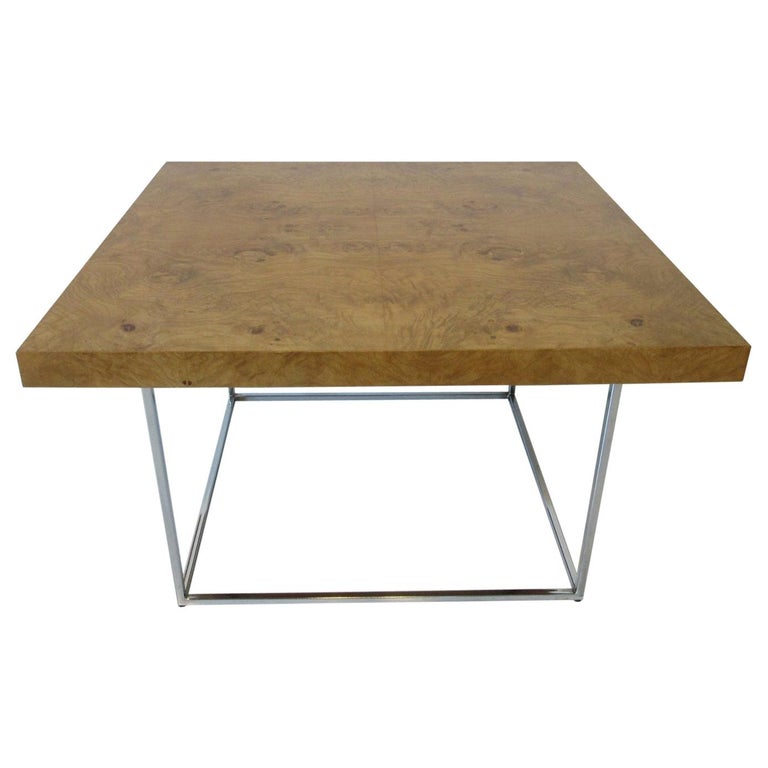 Milo Baughman Styled Burl Coffee Table For Sale