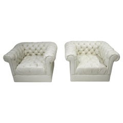 Milo Baughman styled Chesterfield Styled Cube Lounge Chairs