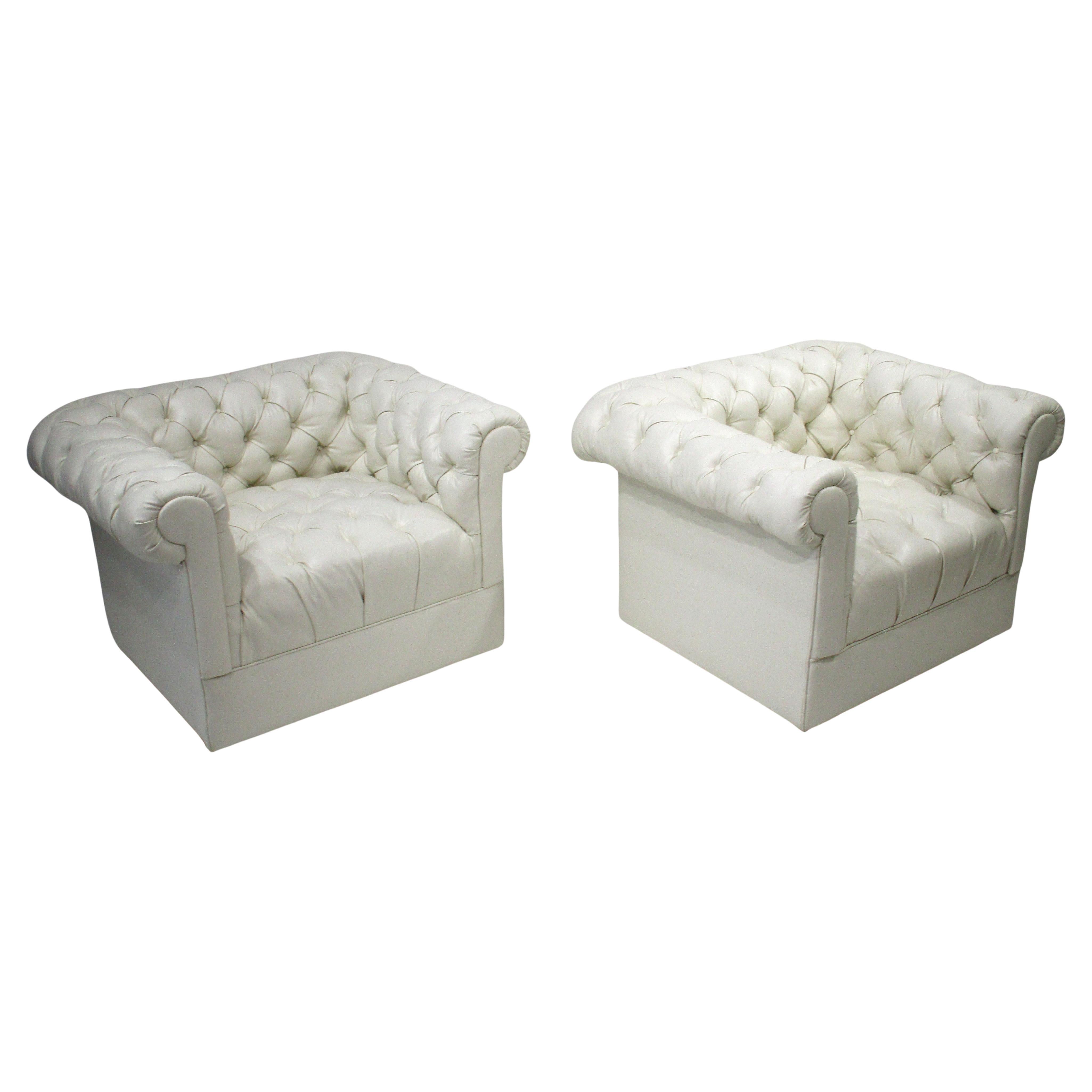 Sillones Cubo estilo Chesterfield de Milo Baughman Moderno de mediados de siglo en venta