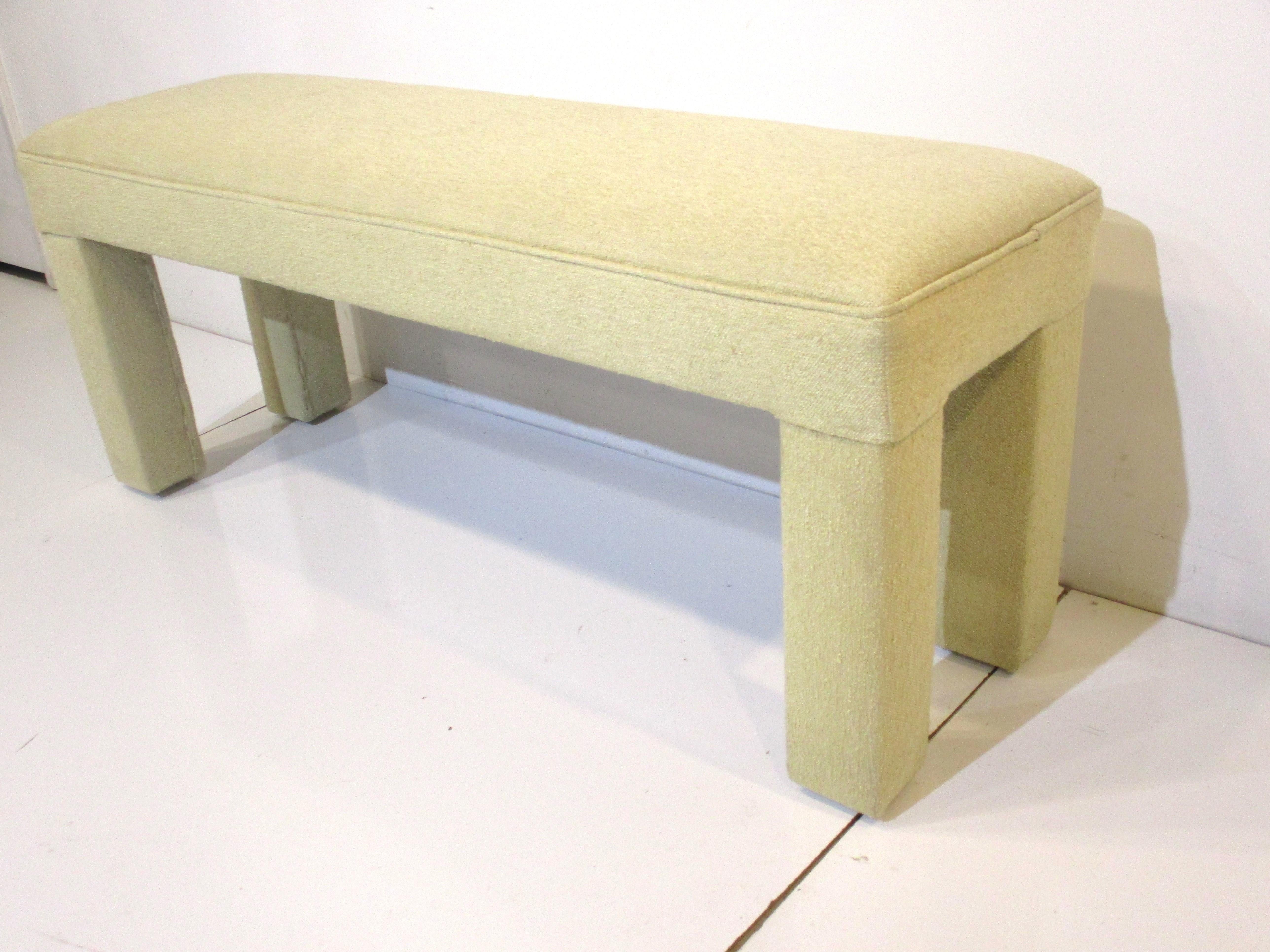Mid-Century Modern Milo Baughman Styled Upholstered Bench For Sale