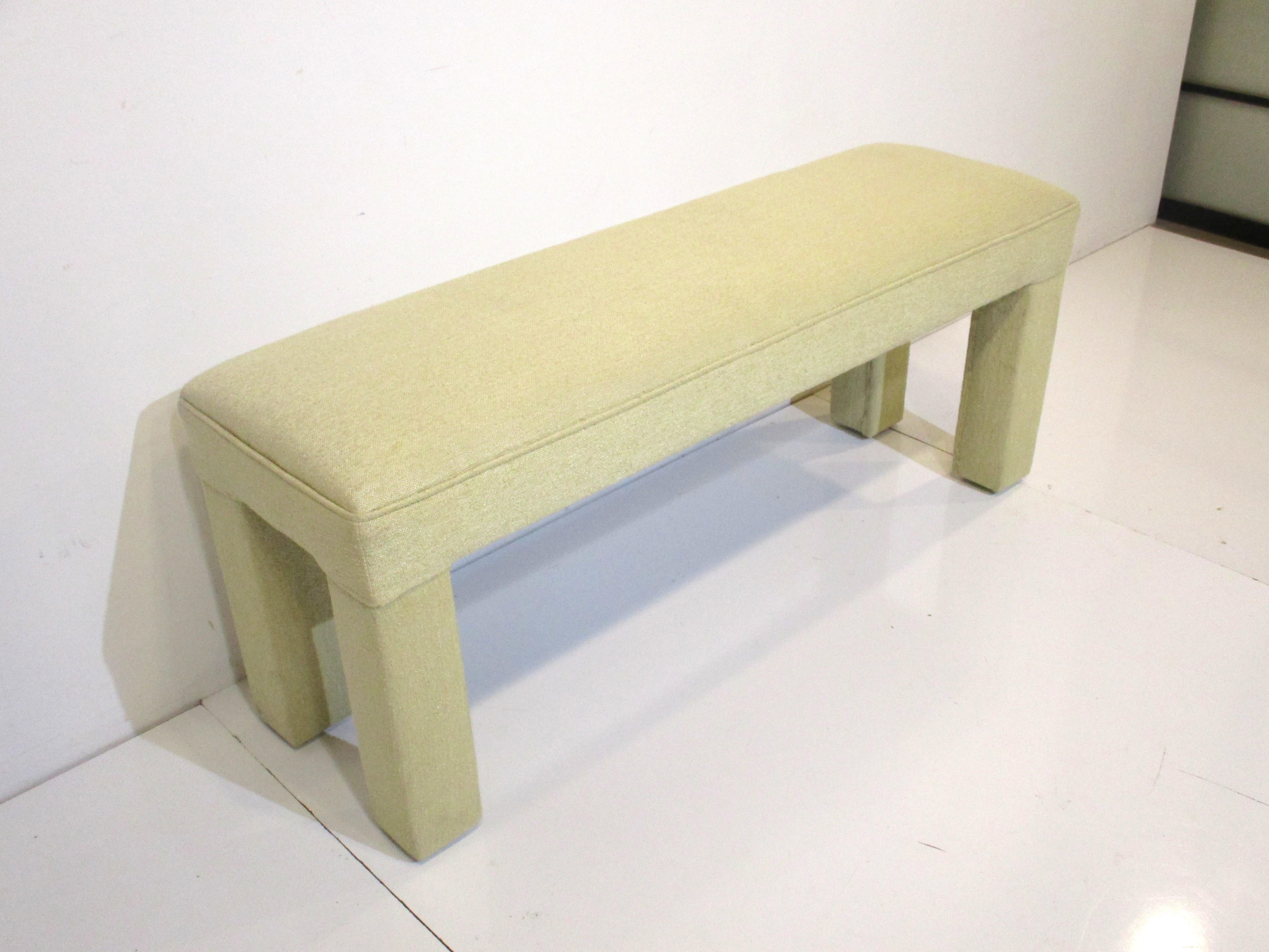 American Milo Baughman Styled Upholstered Bench For Sale