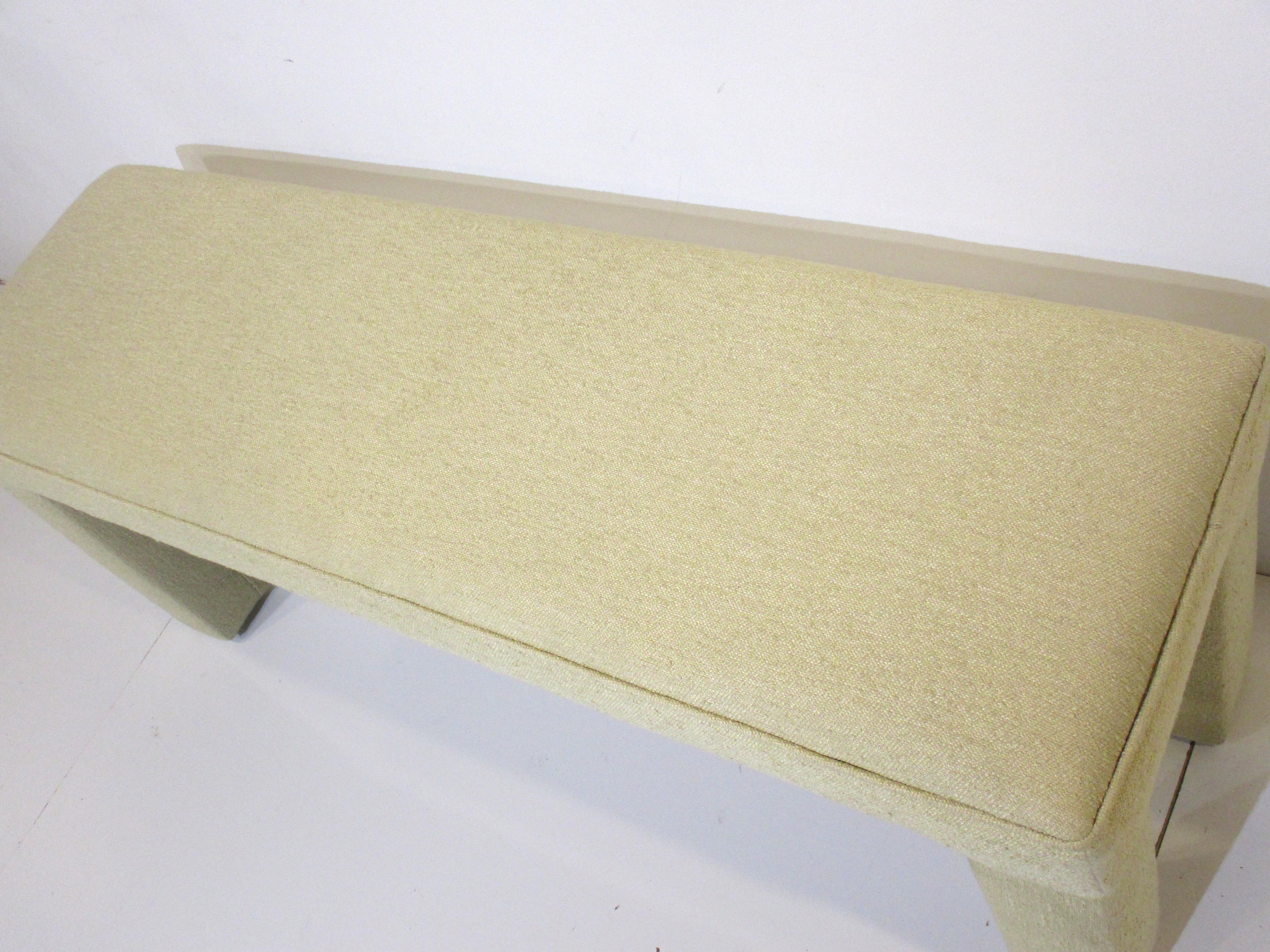 20th Century Milo Baughman Styled Upholstered Bench For Sale