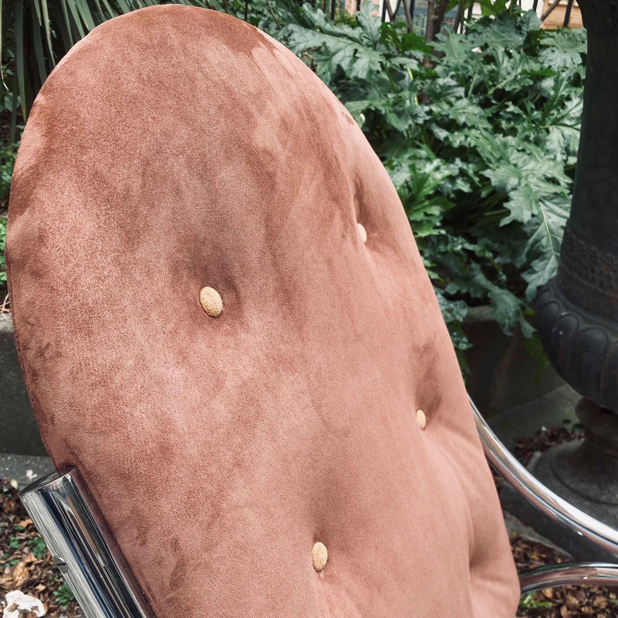 Camoscio Sedia a dondolo in pelle scamosciata di Milo Baughman 1970 in vendita