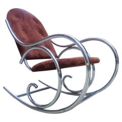 Sedia a dondolo in pelle scamosciata di Milo Baughman 1970