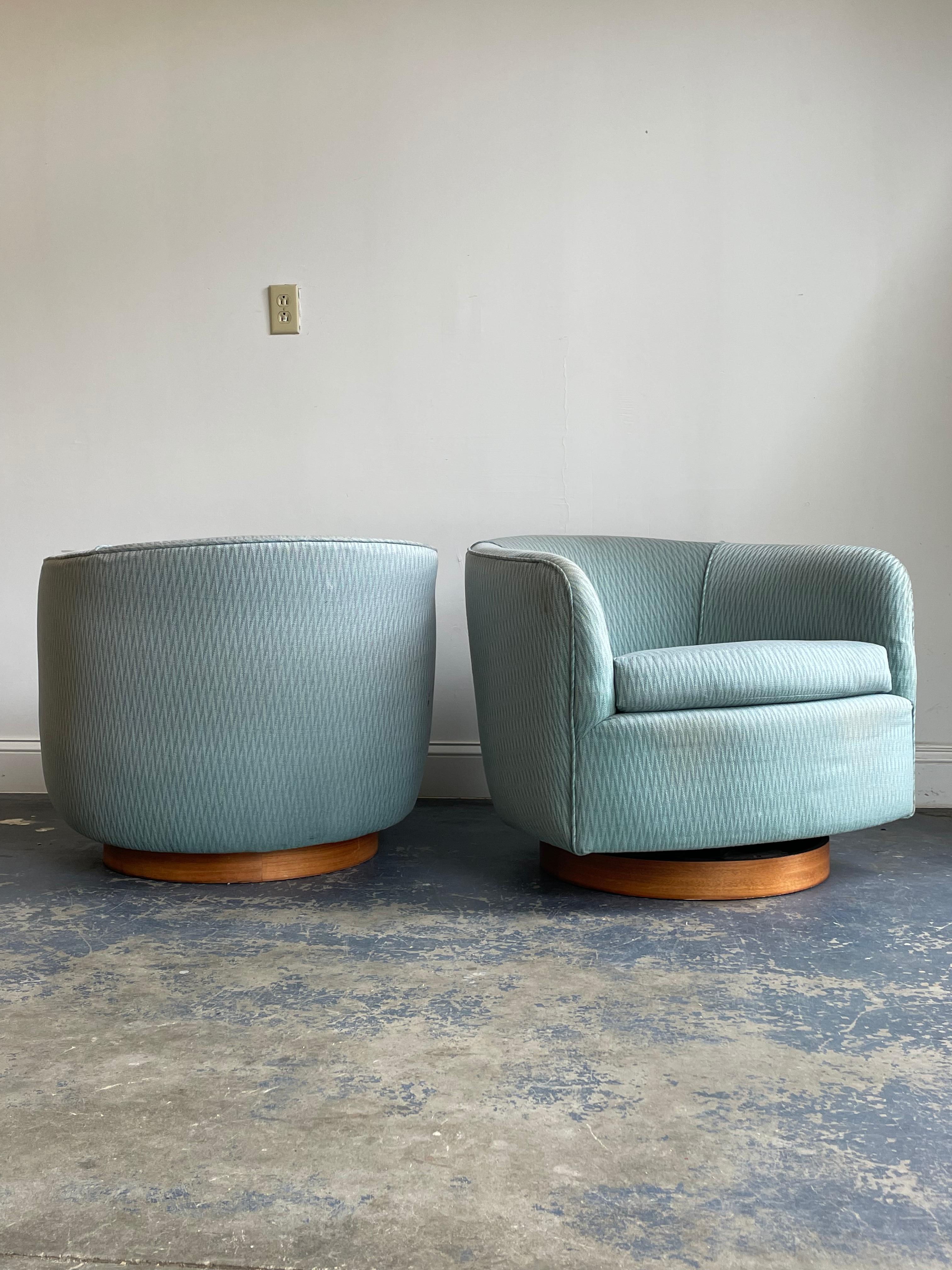 Mid-Century Modern Milo Baughman Swivel and Tilt Club Chairs