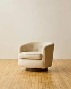 Milo Baughman Swivel Chair with Wood Base