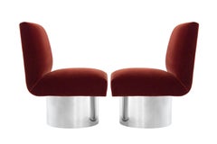 Milo Baughman Swivel Chairs on Drum Nickel Bases