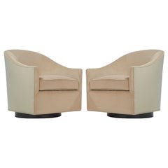 Milo Baughman Swivel Chais on Bronze Supports, C. 1970s