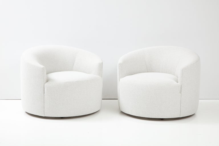 Modern Milo Baughman Style Swivel Club Chairs, labeled For Sale