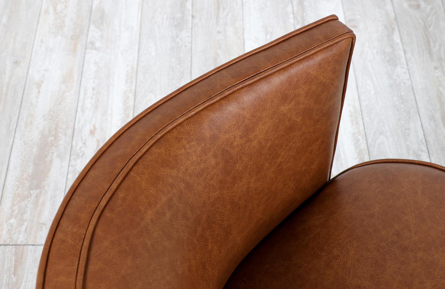 Milo Baughman Swivel Cognac Leather Tub Chair for Thayer Coggin 1
