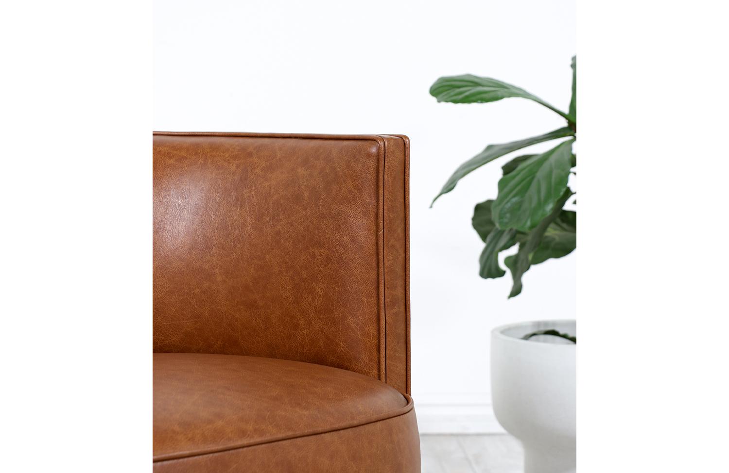 Milo Baughman Swivel Cognac Leather Tub Chair for Thayer Coggin 3