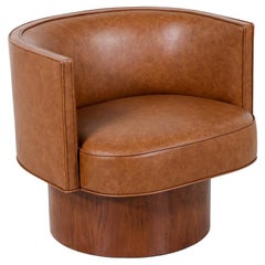 Milo Baughman Swivel Cognac Leather Tub Chair for Thayer Coggin