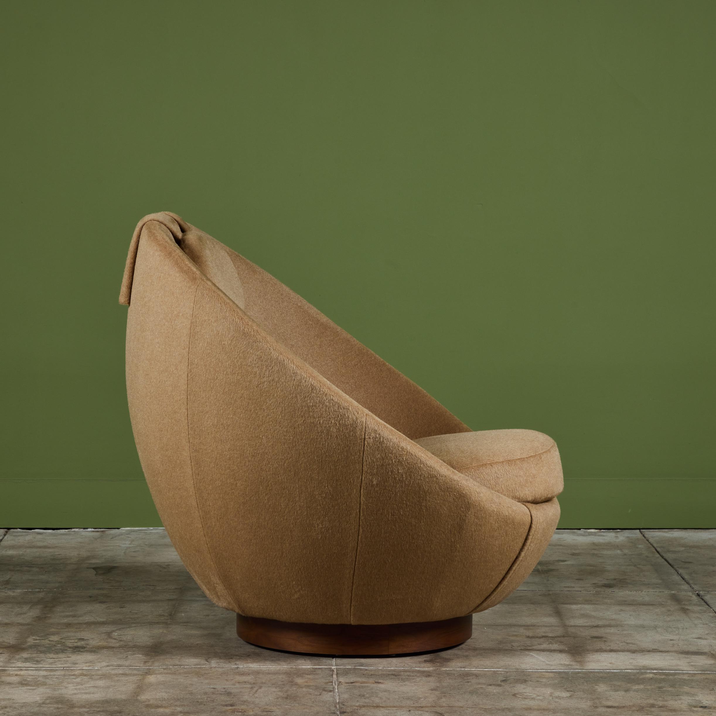 American Milo Baughman Swivel Egg Lounge Chair