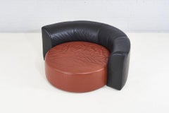 Milo Baughman Swivel Leather Circle Chaise/Chair, 1970