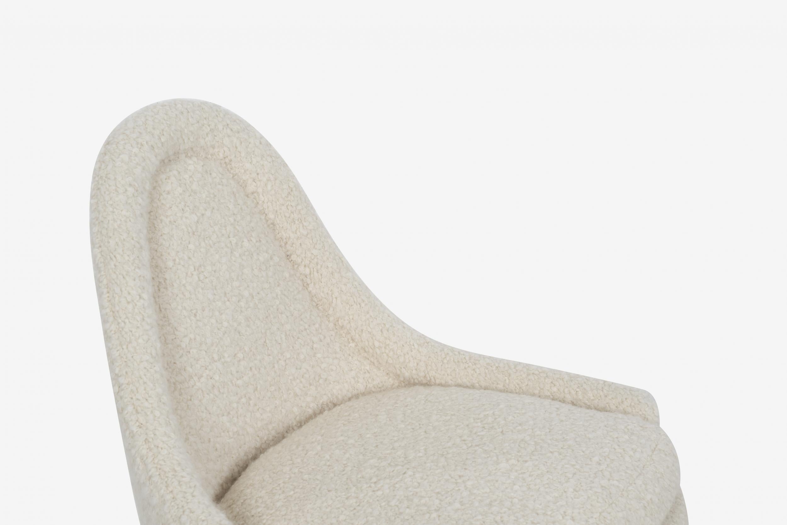 Bouclé Milo Baughman Swivel Lounge Chair and Ottoman for Thayer Coggin