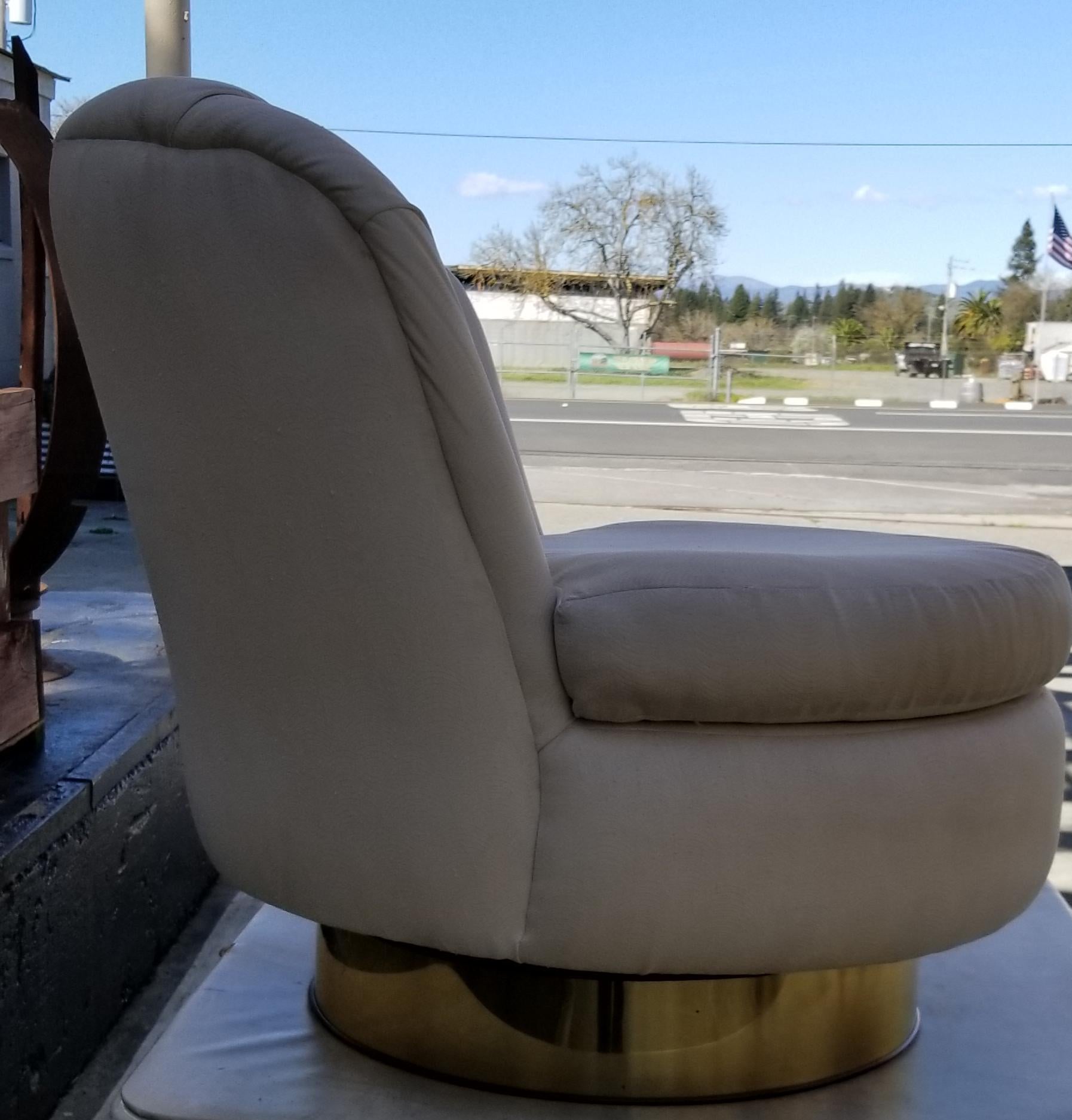 Brass Milo Baughman Swivel Lounge Chair